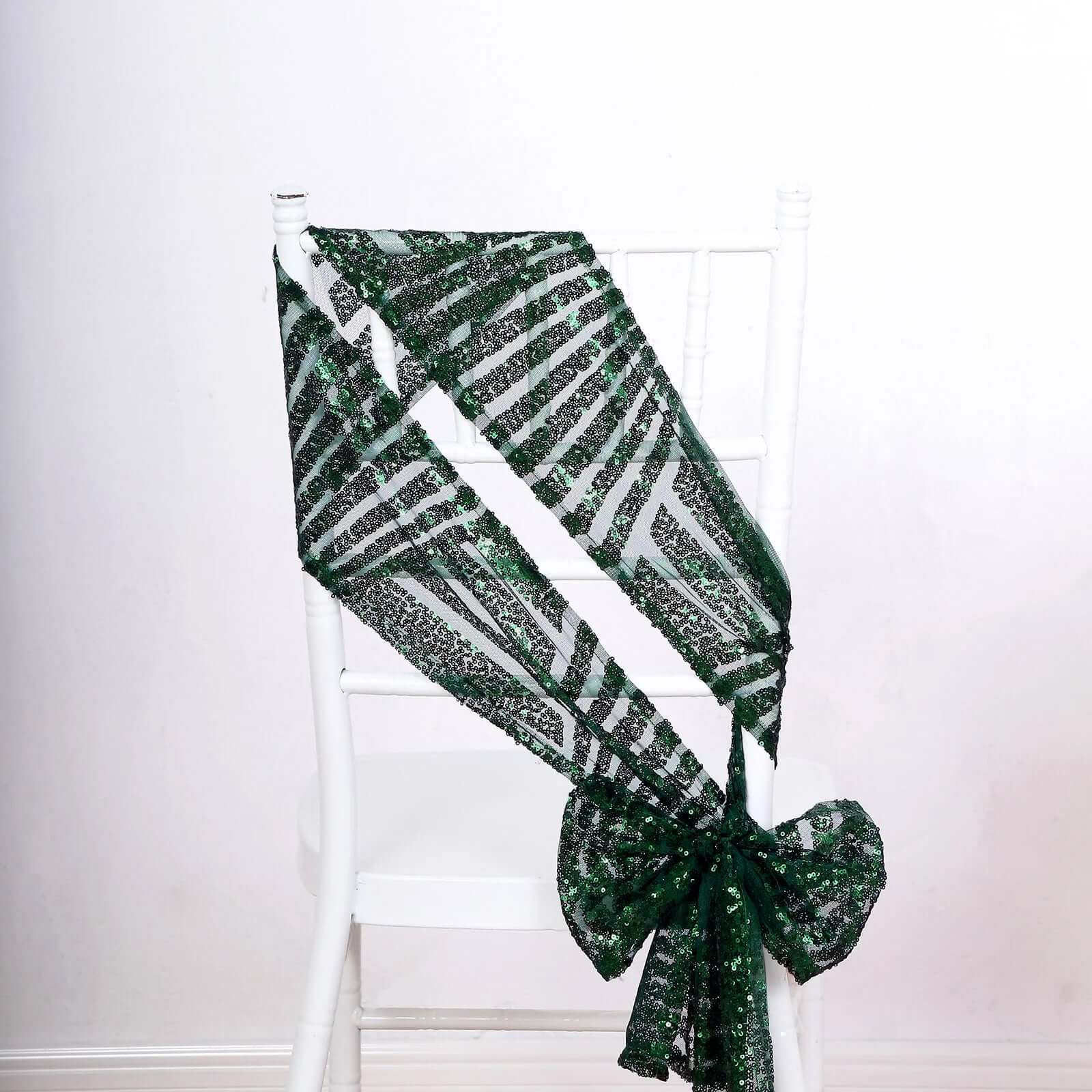 5-Pack Hunter Emerald Green Glitz Sequin Chair Sashes with Diamond Design - Exclusive Offer