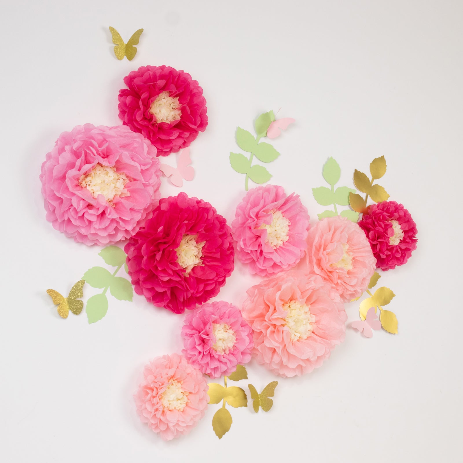 Hot Sale! 21-Piece Tissue Paper Flower Pom Poms Decor Kit in Blush Pink for Wall Decor