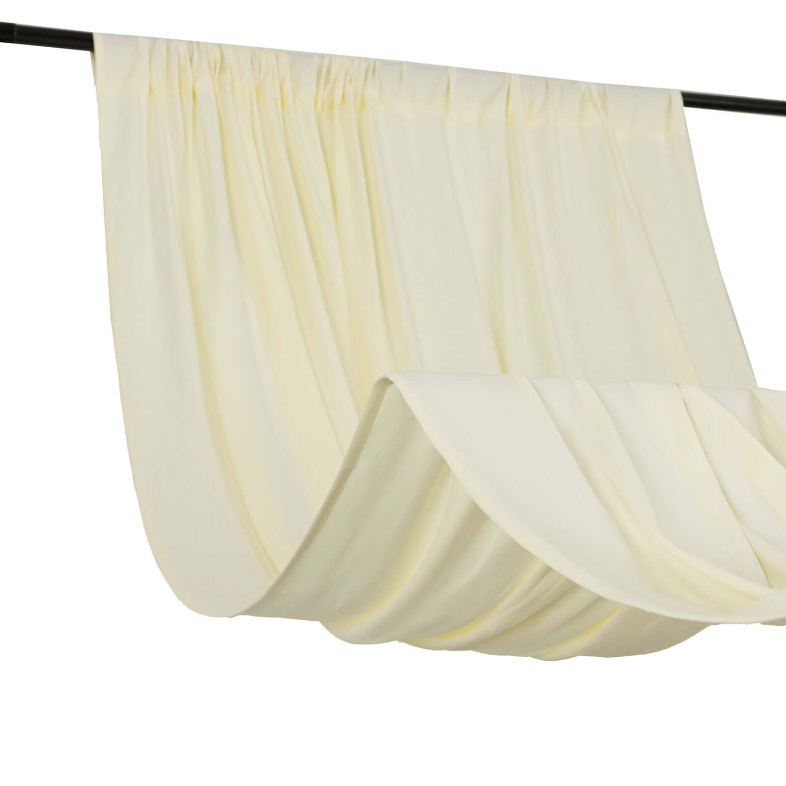 Hot Deal! Ivory 4-Way Stretch Spandex Event Drapes, Wrinkle-Free Backdrop Panels with Rod Pockets (5ft x 16ft)