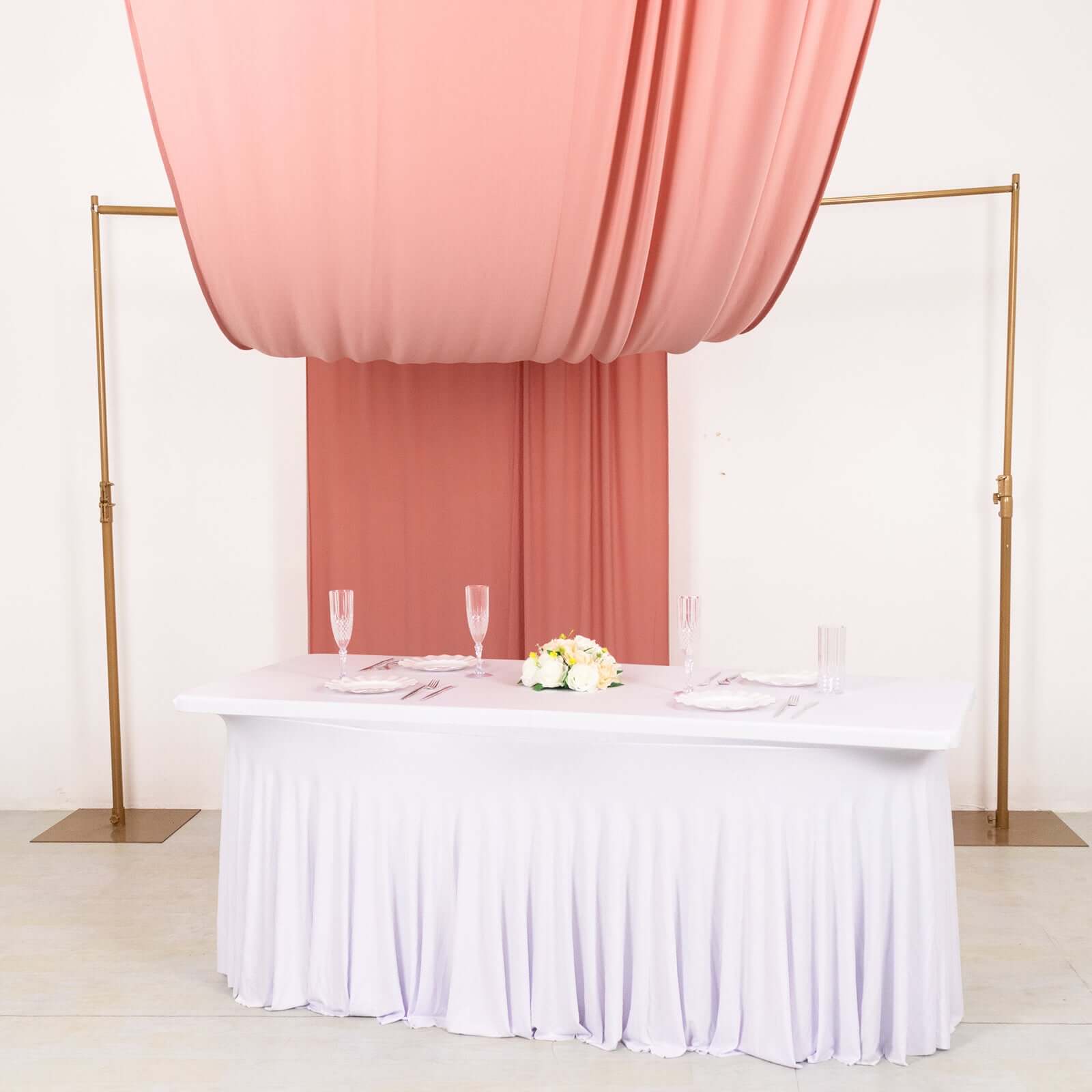 Hot Deal! Dusty Rose 5ftx18ft Wrinkle-Free 4-Way Stretch Spandex Event Backdrop Curtain with Rod Pockets