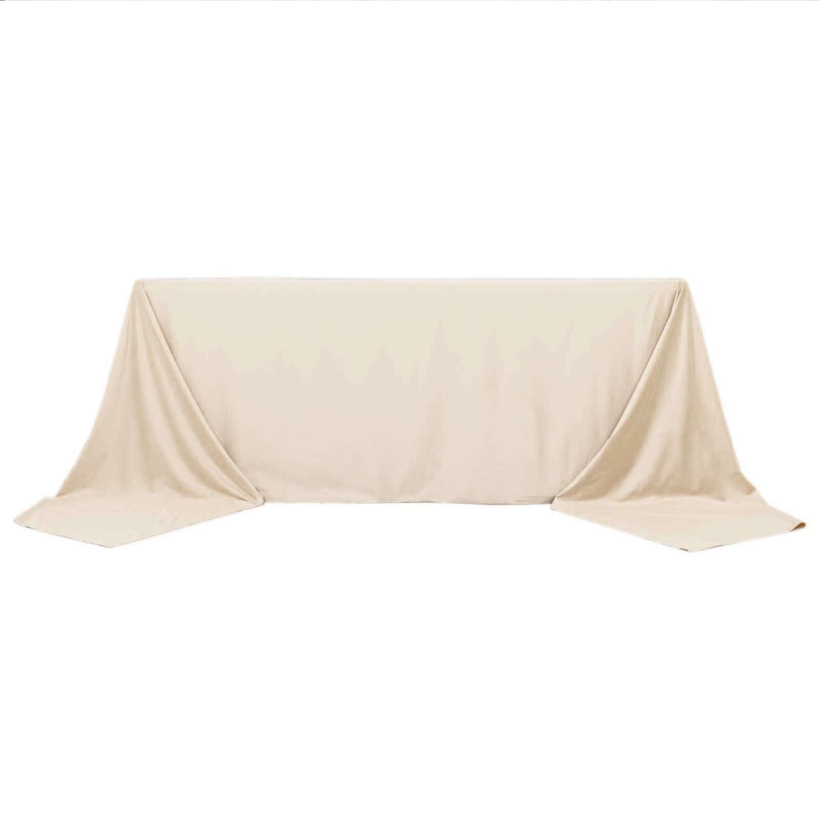 Premium Wrinkle-Free & Stain-Resistant Seamless Beige Scuba Rectangular Tablecloth 90x156