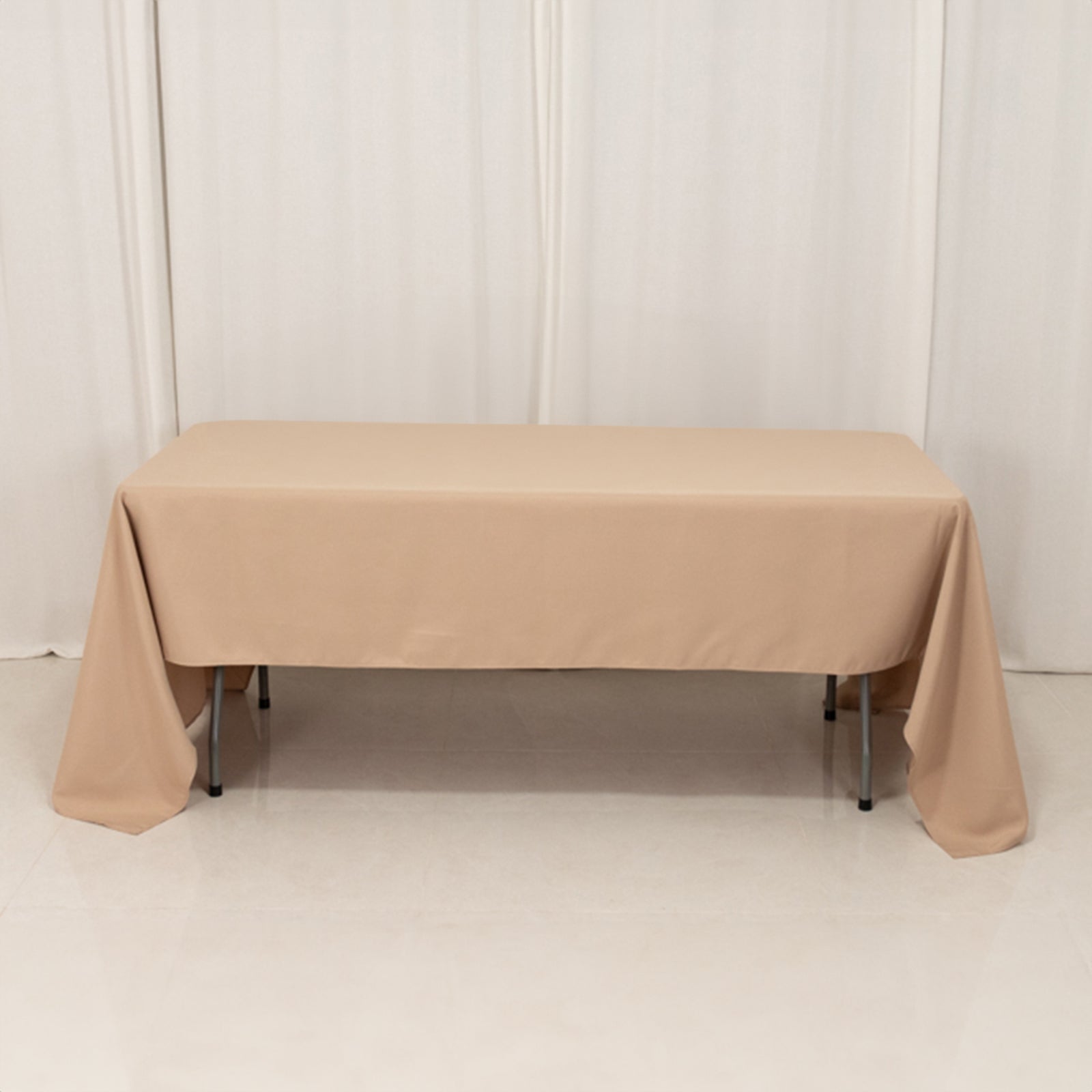 Premium Stain-Resistant 220GSM Polyester Rectangle Tablecloth in Nude - 60x126, Ideal for Events