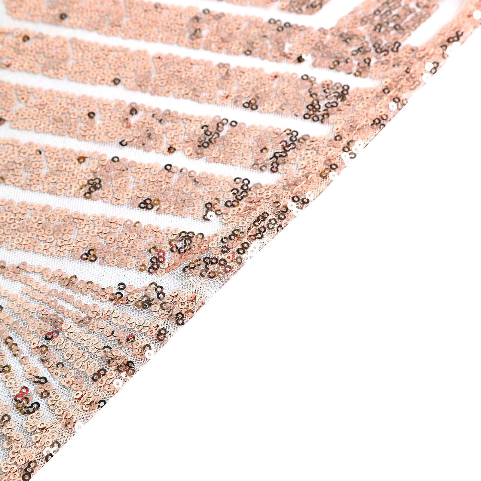 Hot! Rose Gold Sequin 12x108 Table Runner with Diamond Glitz