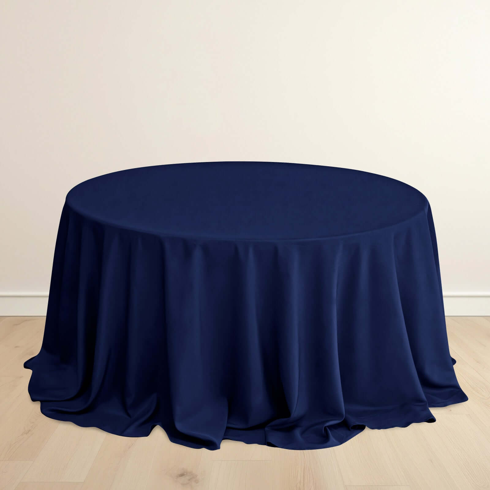 Navy Blue Wrinkle-Free & Stain-Resistant 132' Premium Scuba Round Tablecloth