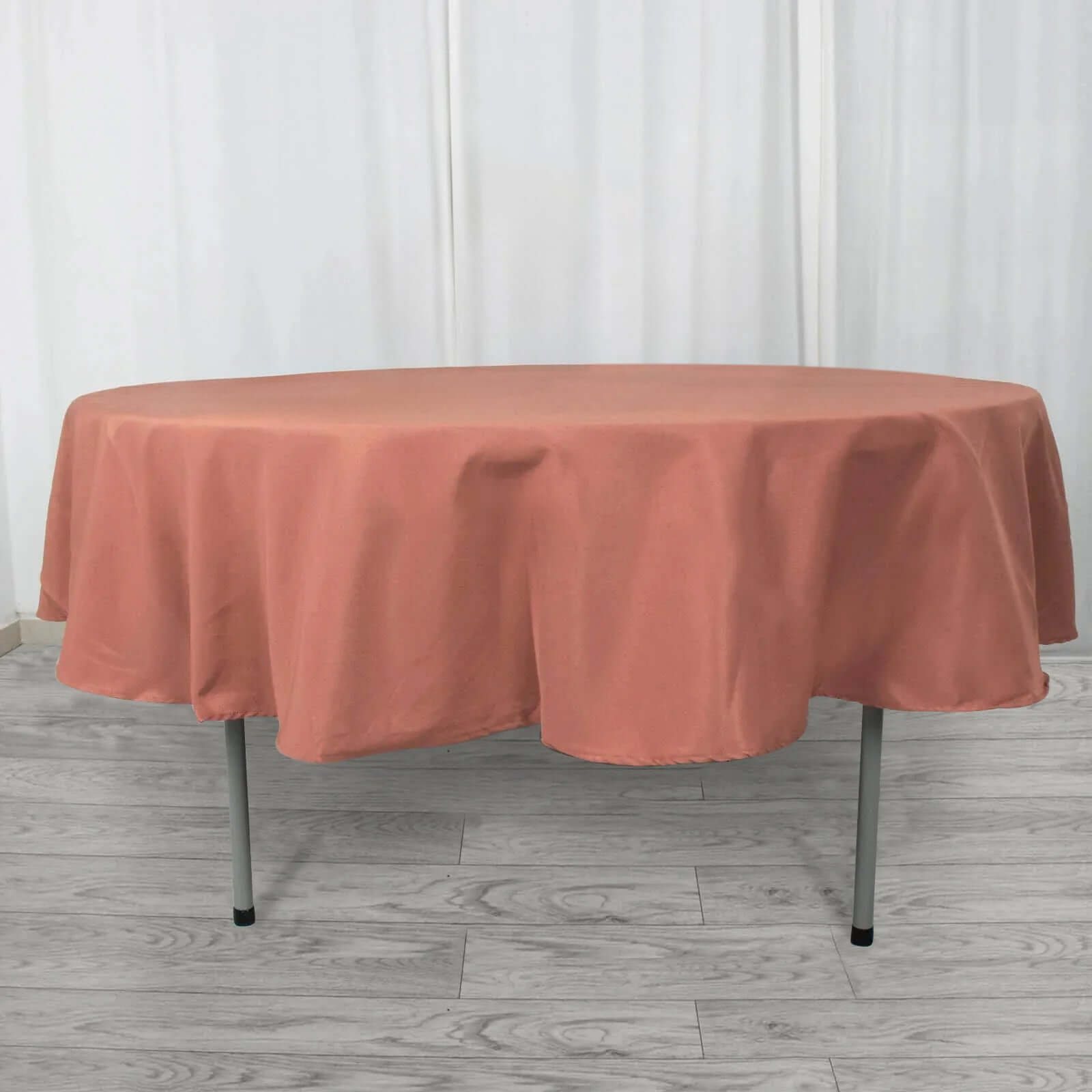 Exclusive 90' Terracotta Polyester Round Tablecloth - Stain & Wrinkle Resistant