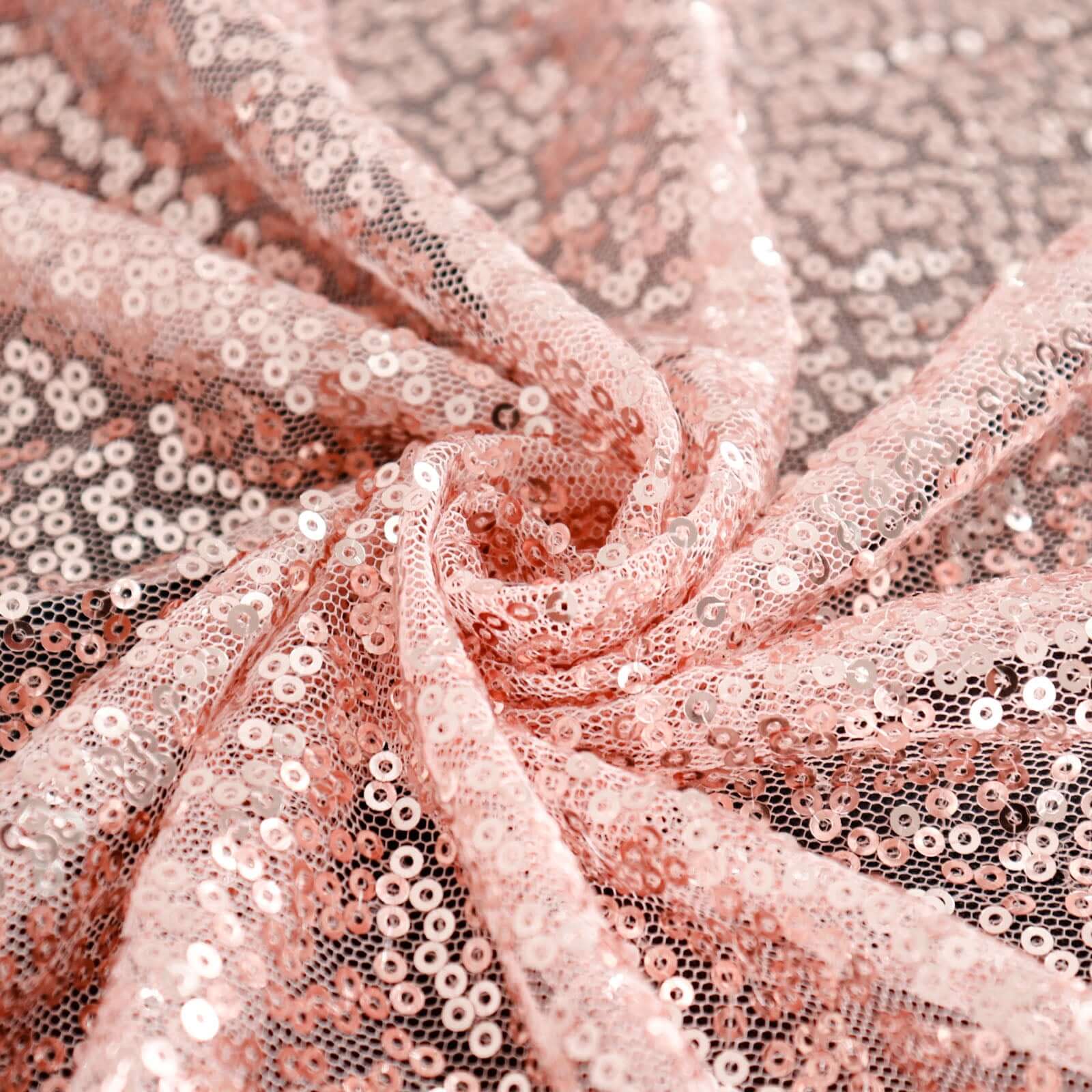 Rose Gold Glittering Sequin Rectangle Tablecloth, 60x126 Size