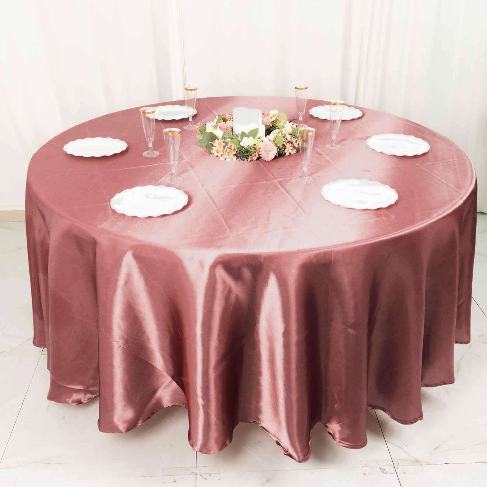 Exclusive Satin 108 Round Tablecloth in Cinnamon Rose - Smooth & Lustrous