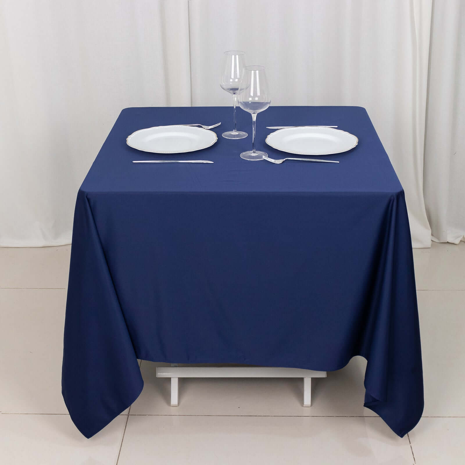 Navy Blue Premium 70x70 Scuba Square Tablecloth - Anti - Wrinkle & Stain - Resistant