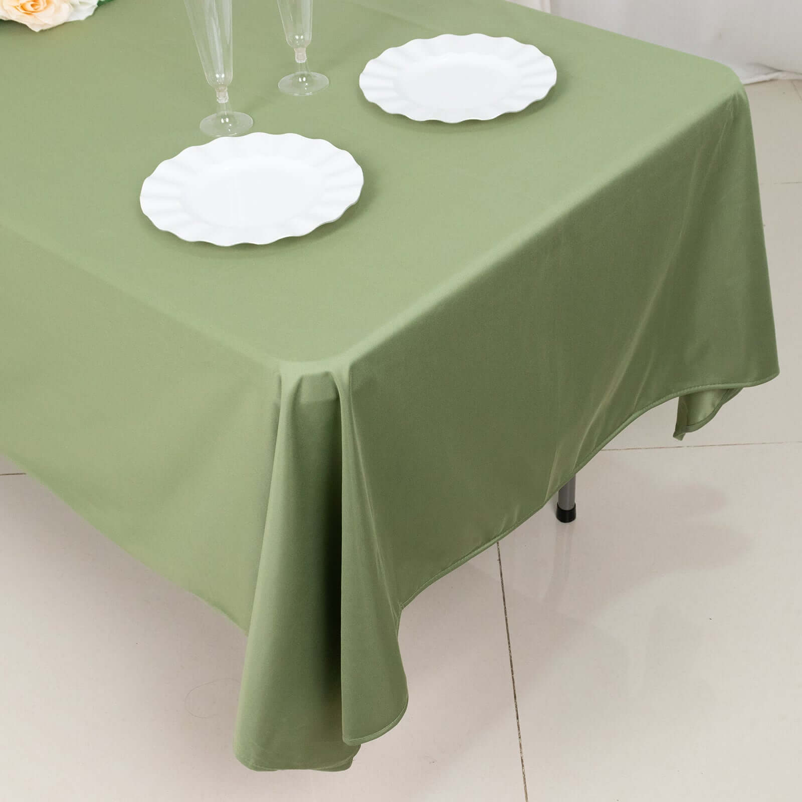 Wrinkle-Free & Stain-Resistant Premium Scuba 60x102 Dusty Sage Green Rectangular Tablecloth