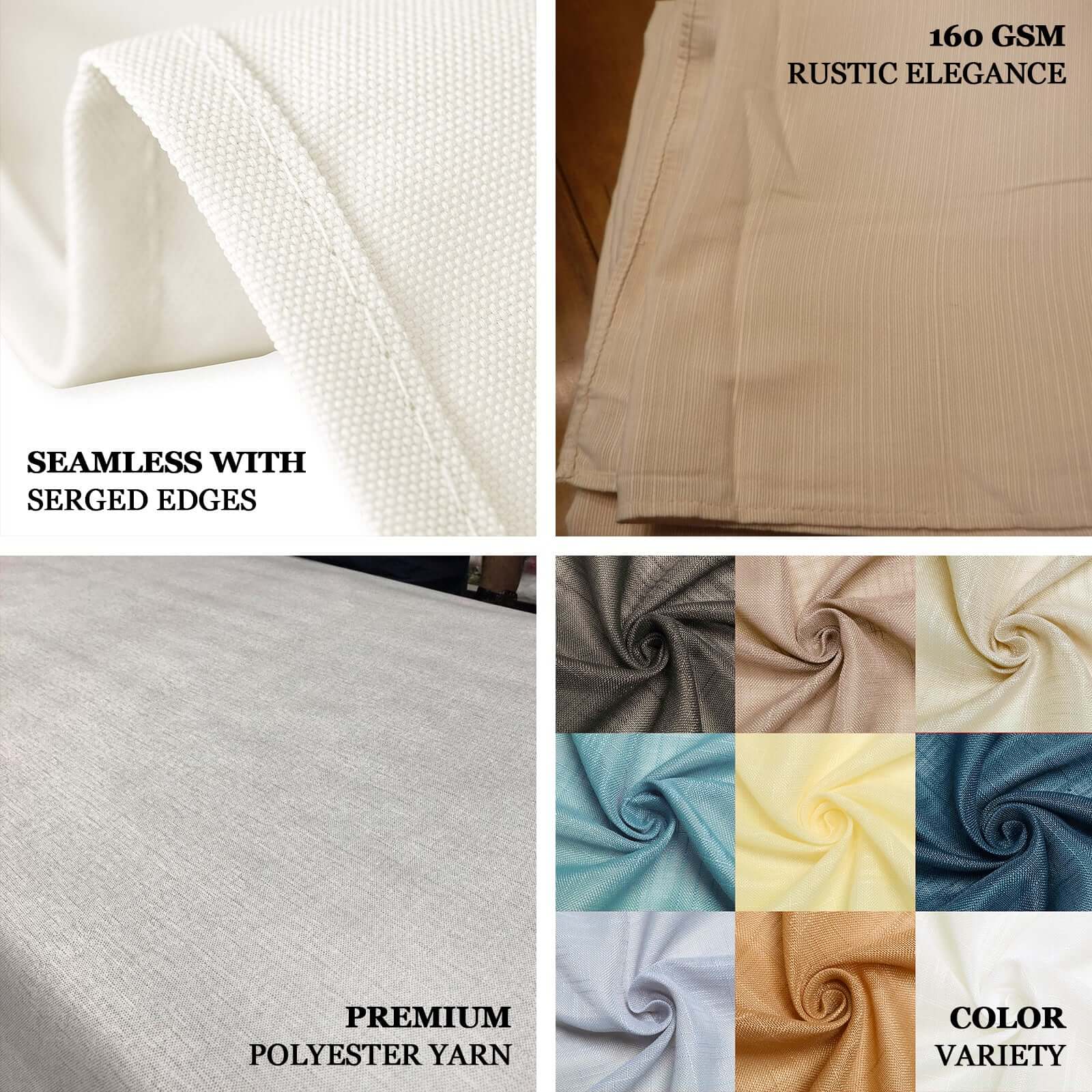 White Faux Linen 90x132 Rectangular Tablecloth - Ideal for Weddings & Special Events, Wrinkle-Resistant!