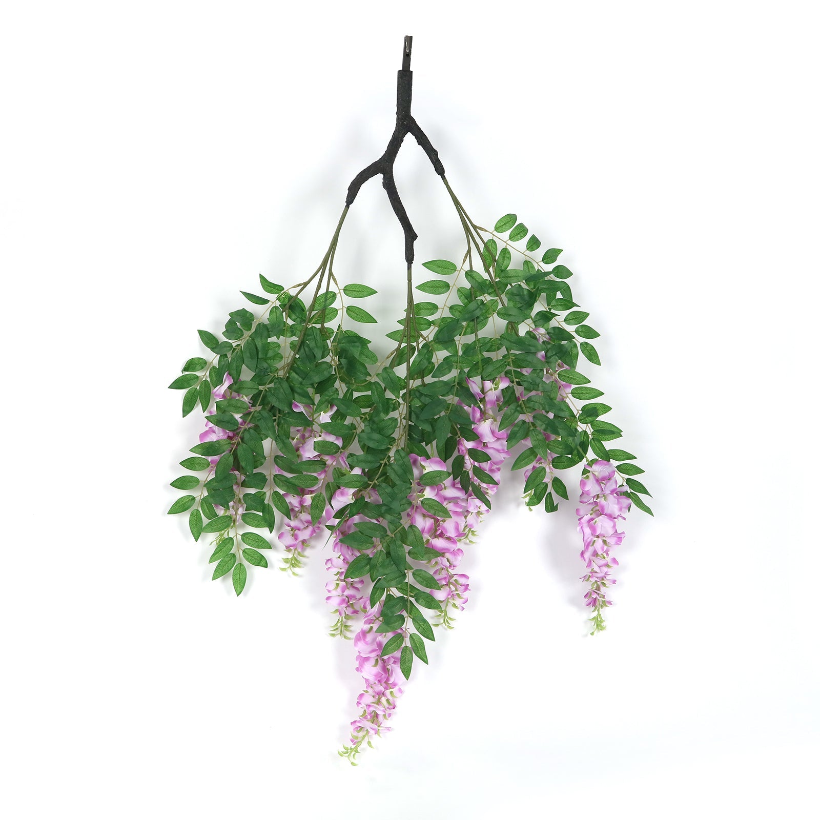 55-Inch Artificial Silk Lavender Lilac Wisteria Vine Round Hanging Floral Chandelier with Detachable Branches