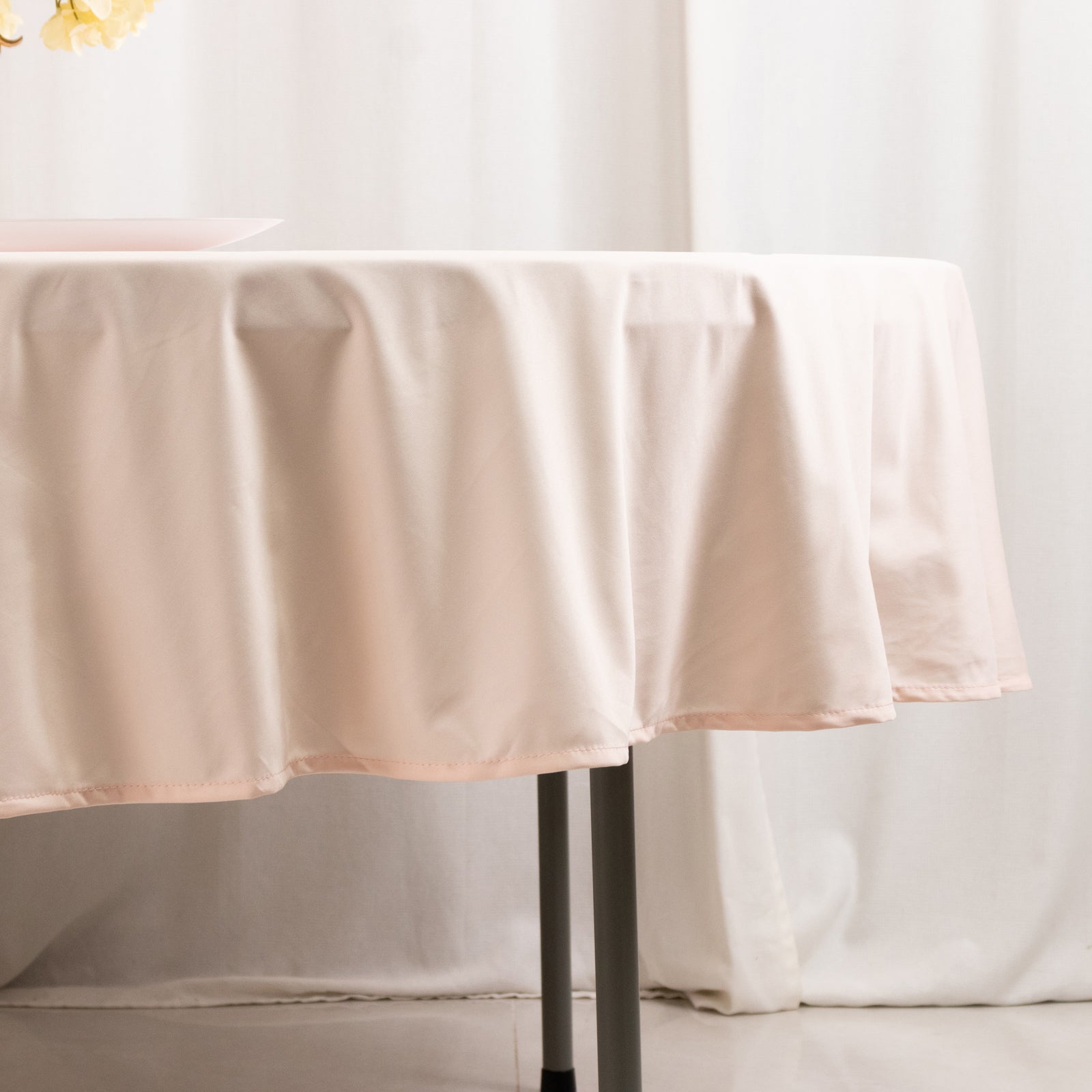 Blush Premium 90' Round Scuba Tablecloth - Stain & Wrinkle Resistant