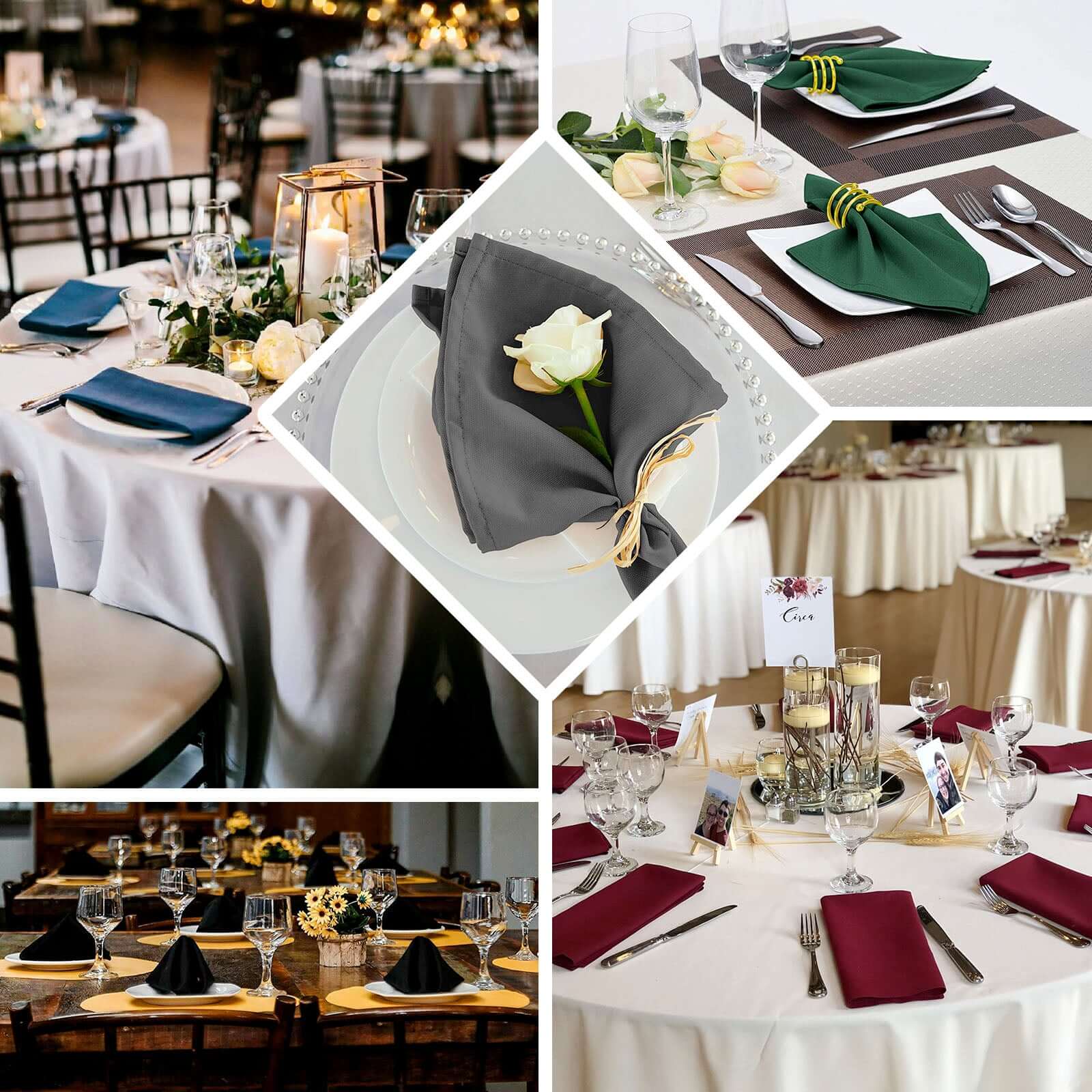 5-Piece Set of 20x20 Gold Polyester Napkins - Wrinkle-Free & Low-Maintenance for Special Events