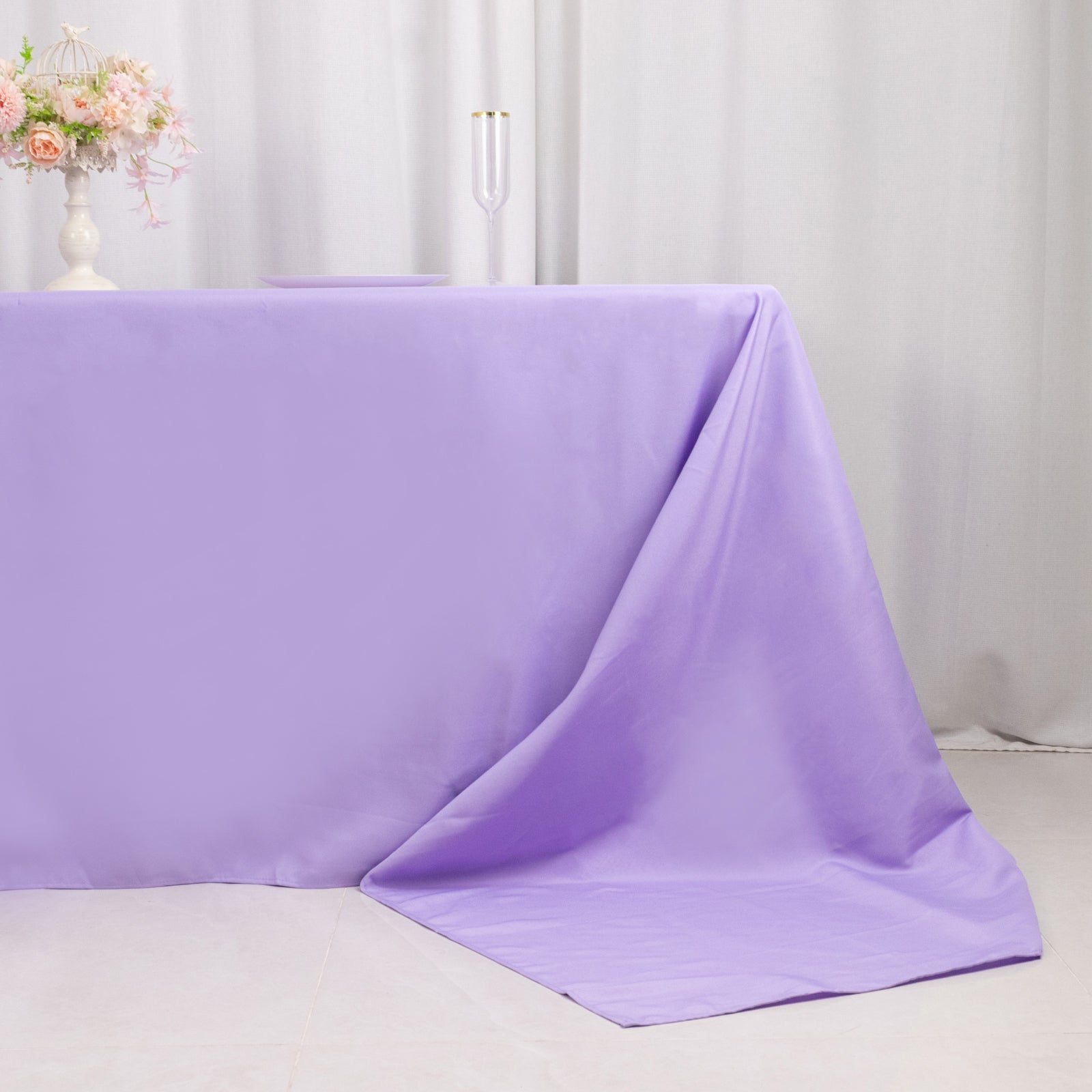 Seamless 220GSM Stain-Resistant Lavender Lilac Premium Polyester Rectangle Tablecloth 90x156