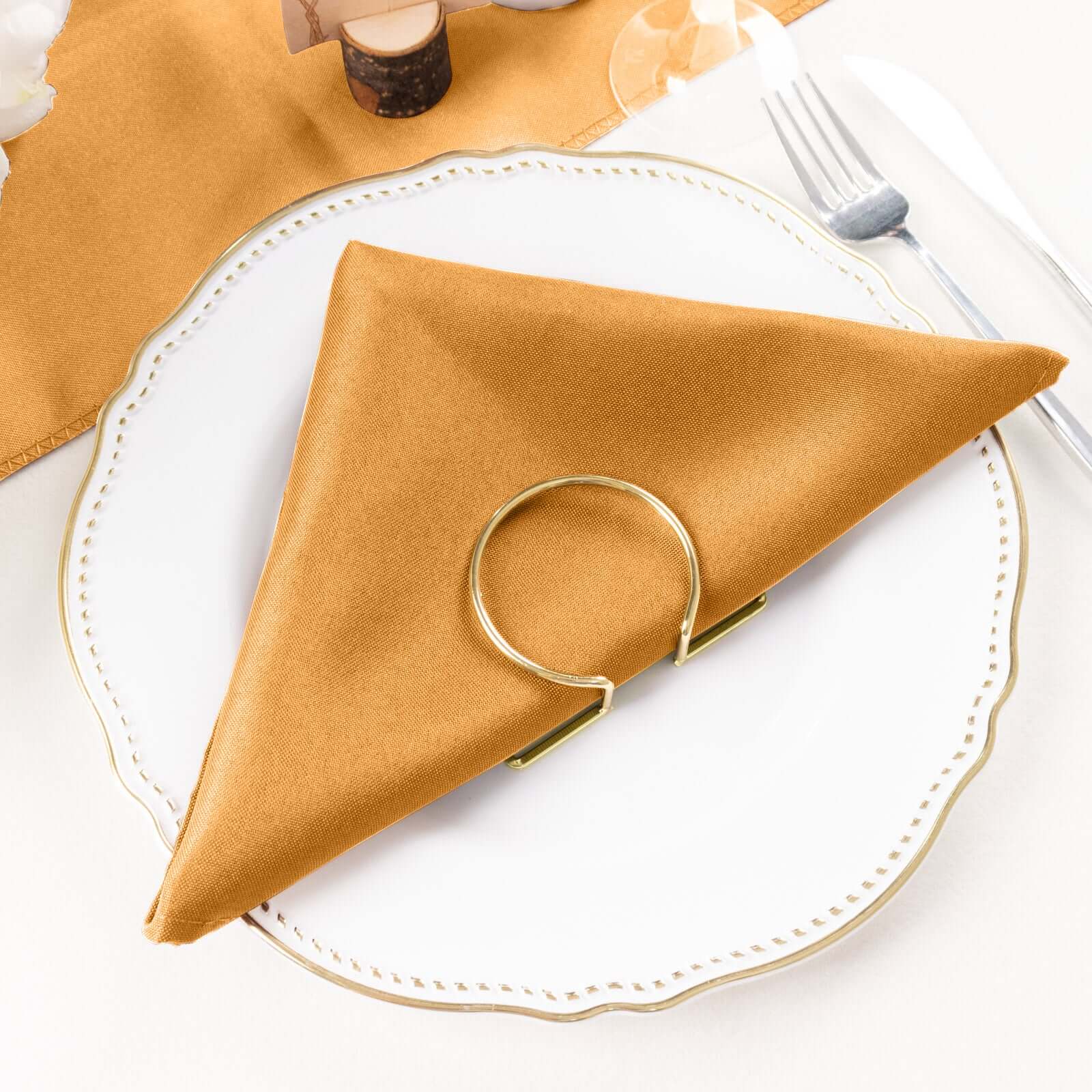 5-Piece Set of 20x20 Gold Polyester Napkins - Wrinkle-Free & Low-Maintenance for Special Events