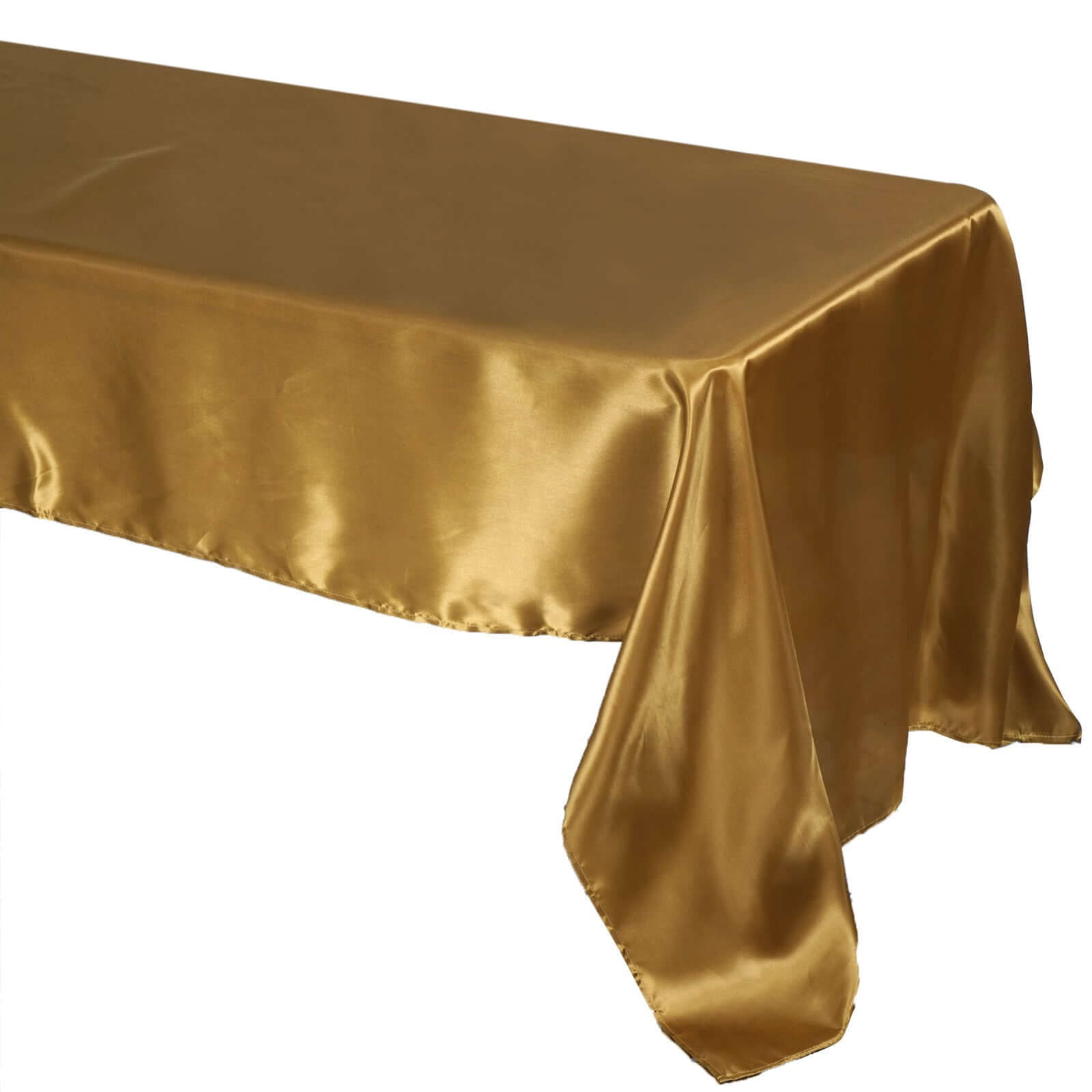 Luxurious Gold Satin 60x126 Rectangular Tablecloth for Weddings and Parties