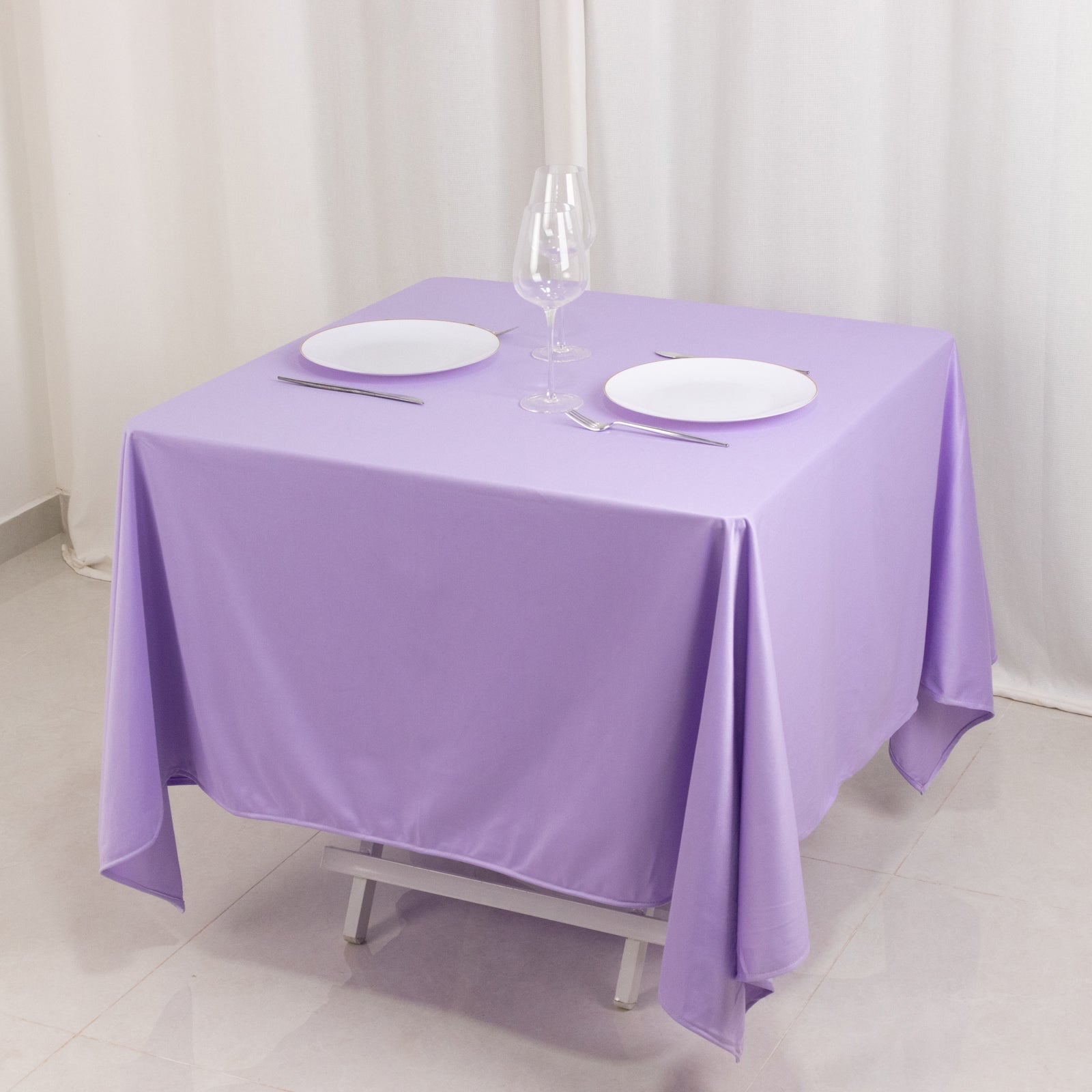 Premium Lavender 70x70 Wrinkle & Stain-Free Scuba Tablecloth - Ideal for Events
