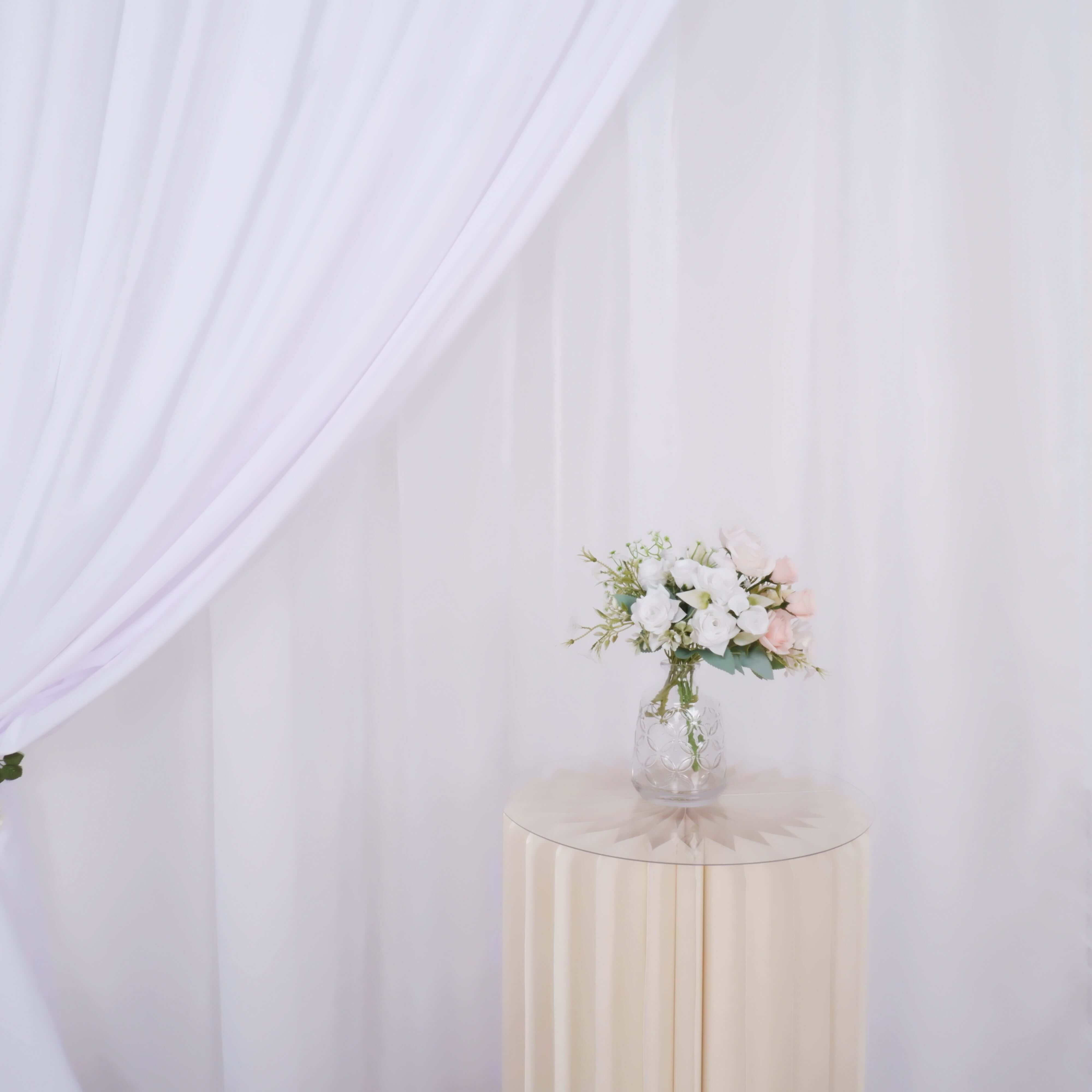 Sale! 10ftx10ft Dual - Layer White Polyester & Chiffon Event Curtain Drapes with Rod Pockets