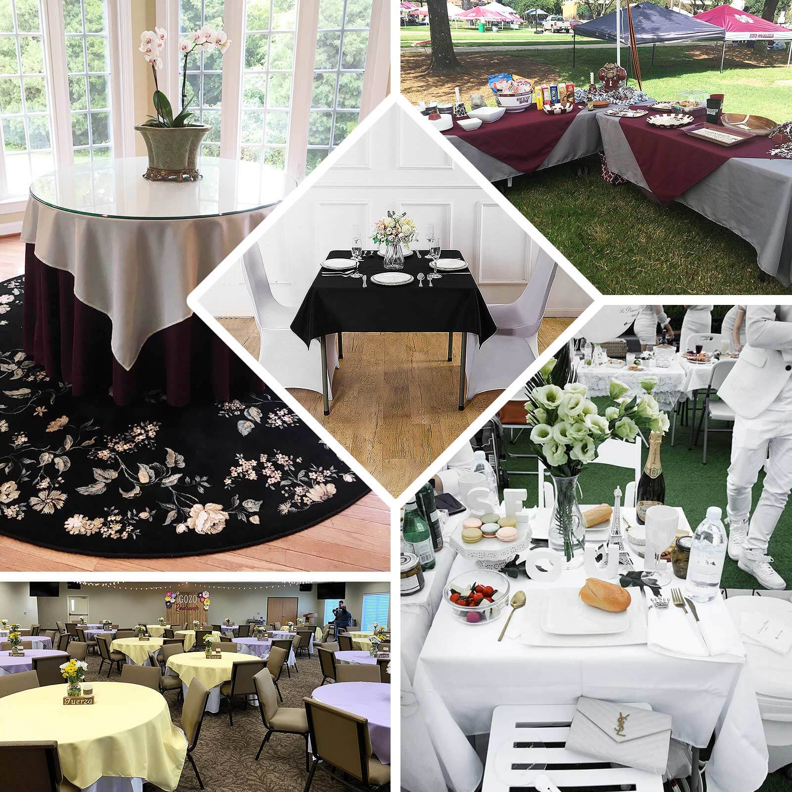 Hot Sale! Sage Green 70x70 Square Polyester Table Overlay 220GSM Wrinkle-Resistant Tablecloth
