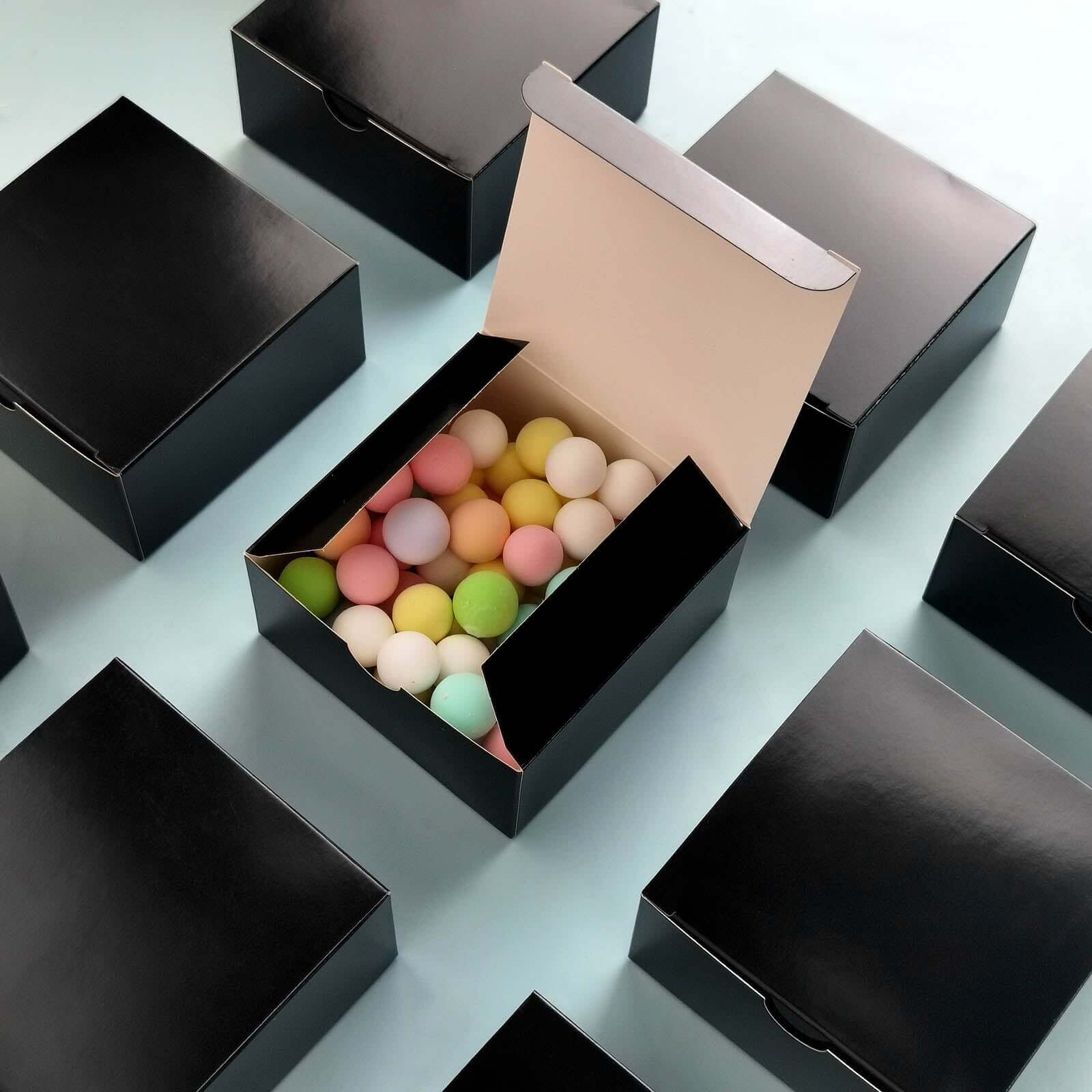 100-Pack 4x4x2 Black DIY Cardstock Cake and Cupcake Party Favor Gift Boxes