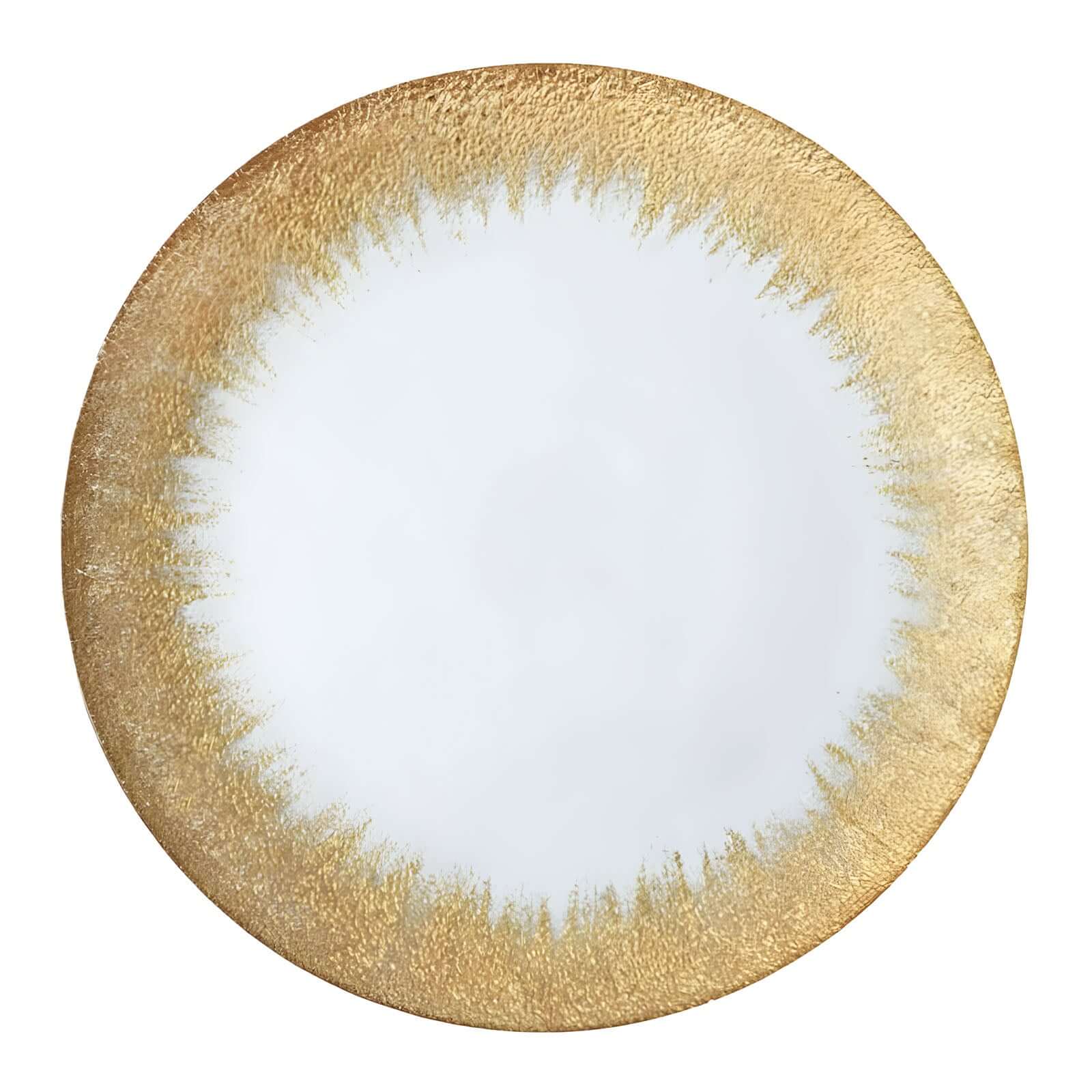 Hot Sale! 8-Piece Set of 13-Inch Clear Glass Round Dinner Charger Plates with Metallic Gold Spray Rim