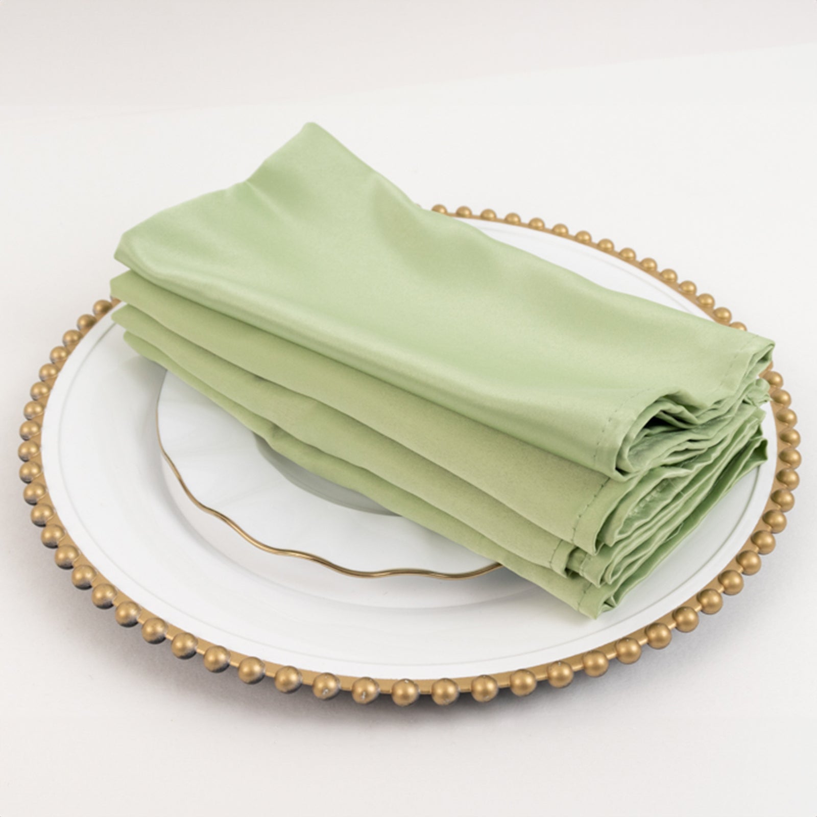 Hot Deal! 5-Pack of Lamour Satin 20x20 Sage Green Dinner Napkins with Soft Matte Finish