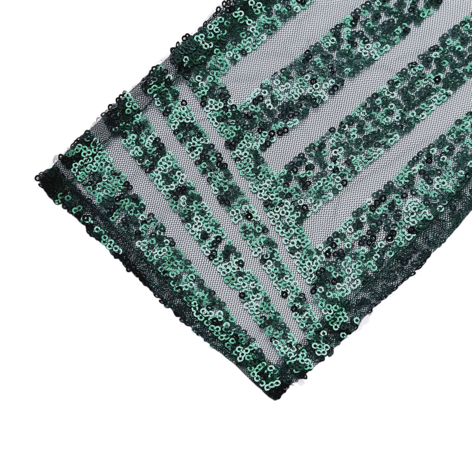 5-Pack Hunter Emerald Green Glitz Sequin Chair Sashes with Diamond Design - Exclusive Offer