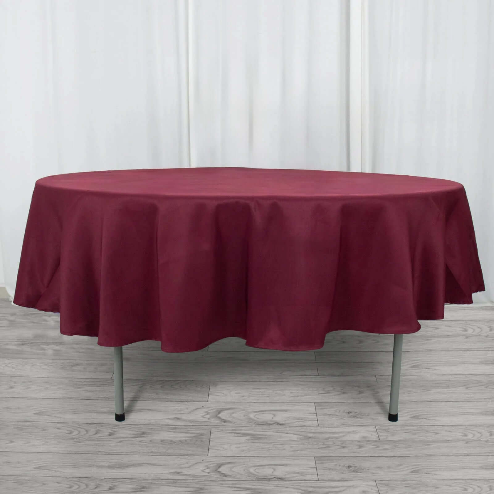 Exclusive Offer! 90-Inch Round Burgundy Premium Polyester Tablecloth, Stain & Wrinkle Resistant, 220GSM