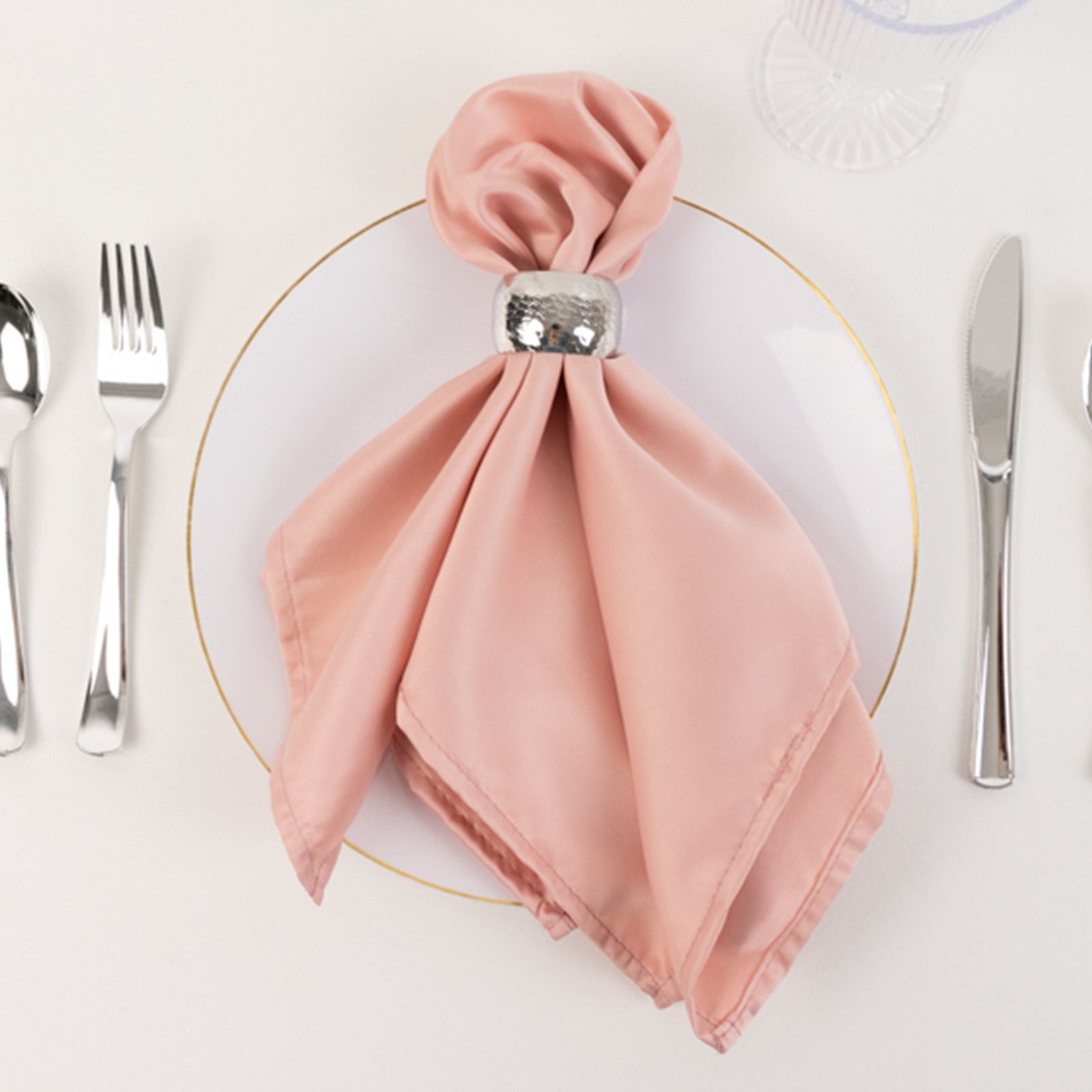 5-Pack Lamour Satin 20x20 Dusty Rose Dinner Napkins - Soft Matte Finish