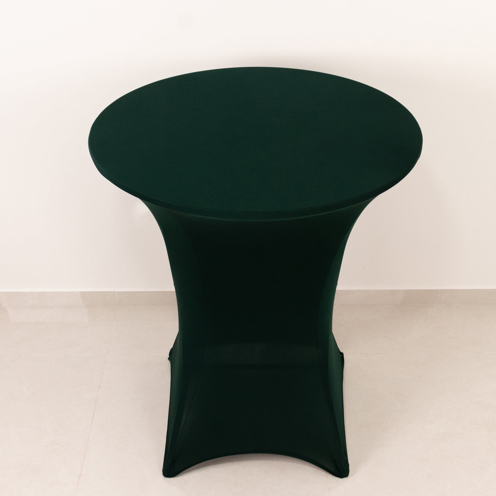 Hunter Emerald Green Spandex Stretch Cocktail Table Cover - Easy Maintenance, Fits 33'-36' Tables
