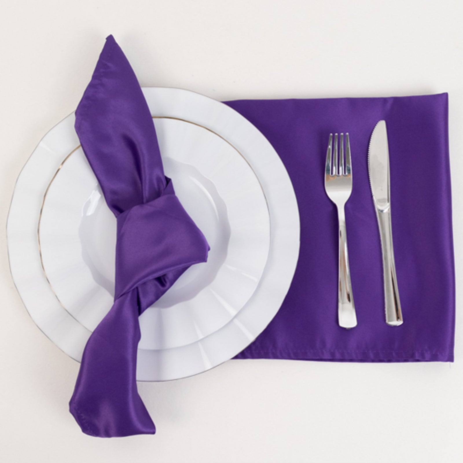 Special Offer! 5-Pack of Purple Lamour Satin 20x20 Dinner Napkins with Soft Matte Finish