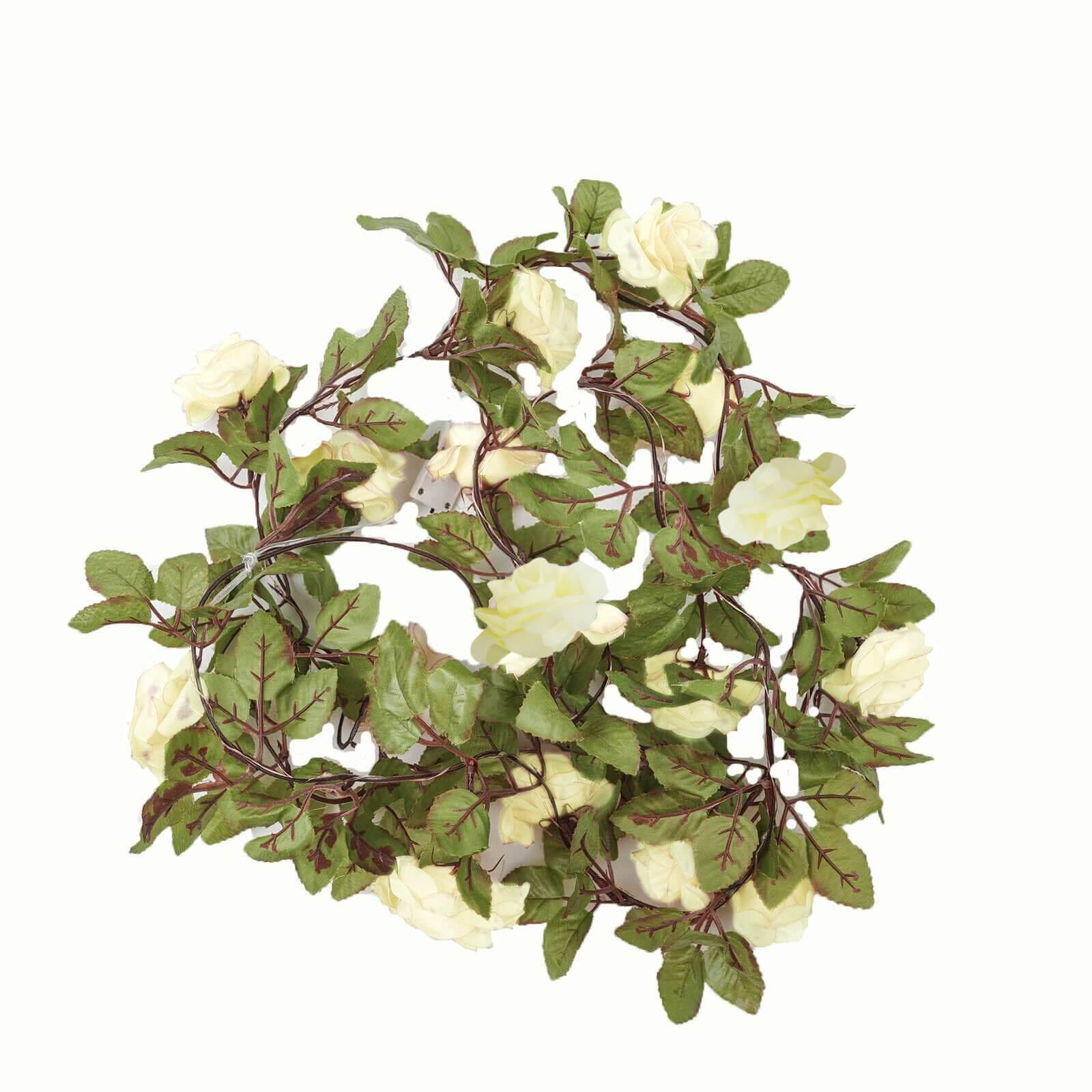 Hot Deal! 7ft 20 LED Warm White Silk Rose Flower Garland, Battery Operated