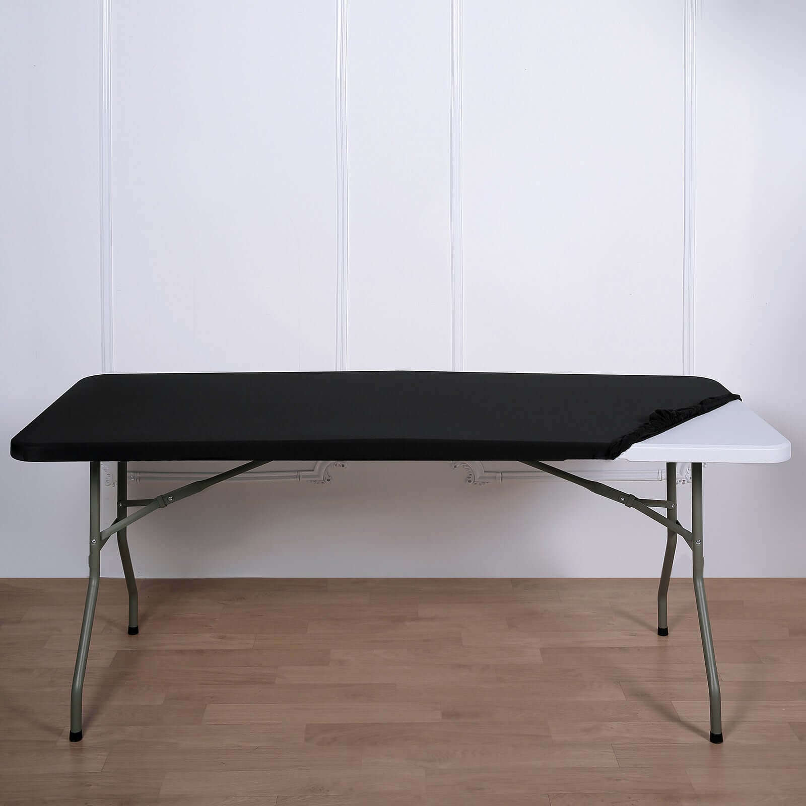 Durable Black Stretch Spandex 72x30 Rectangle Fitted Table Topper Cover