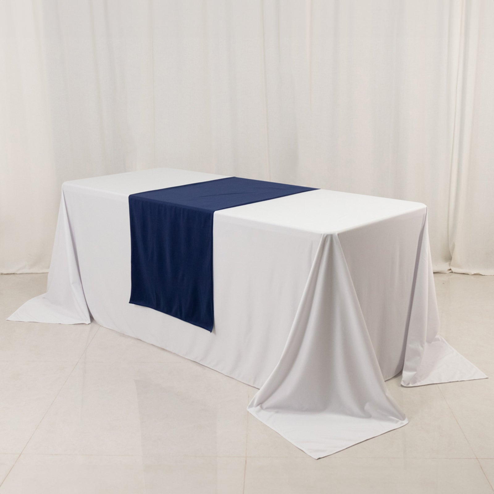 Navy Blue Durable Polyester 24x72 Table Runner for Trade Shows