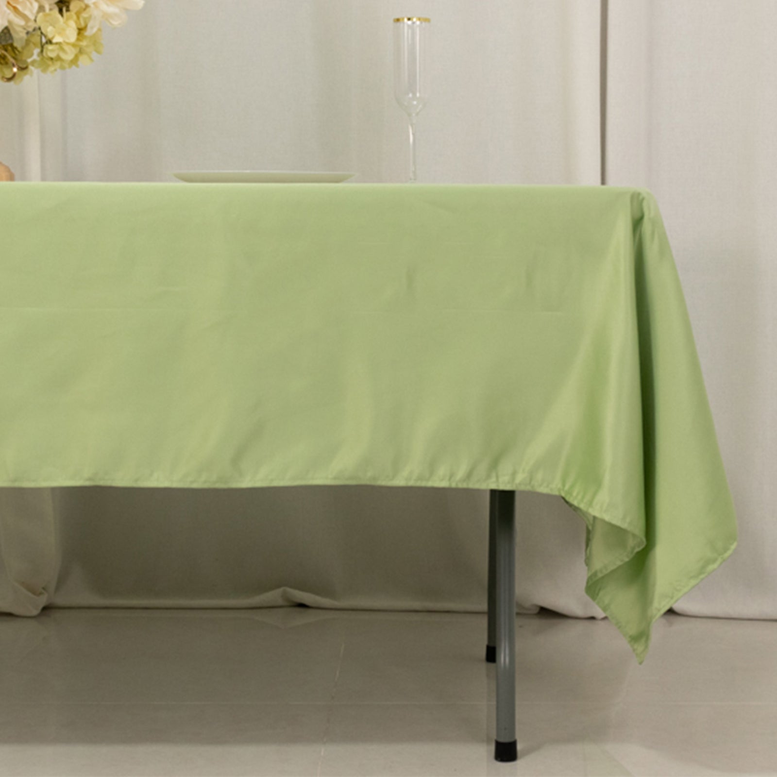 Lamour Satin Sage Green Rectangle Tablecloth - Durable & Soft, 60x102