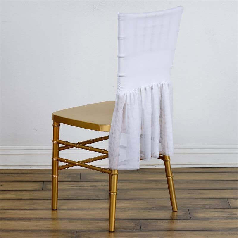 Stylish White Spandex Chair Cover Skirt in Tutu Style for Weddings and Formal Events