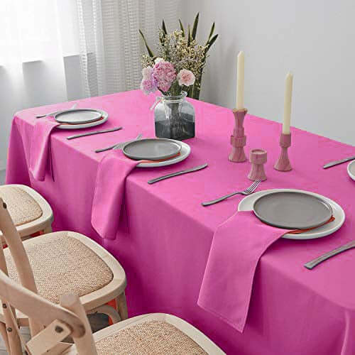 Hot Deal! Seamless Wrinkle-Resistant Fuchsia Polyester Rectangle Tablecloth 90x132