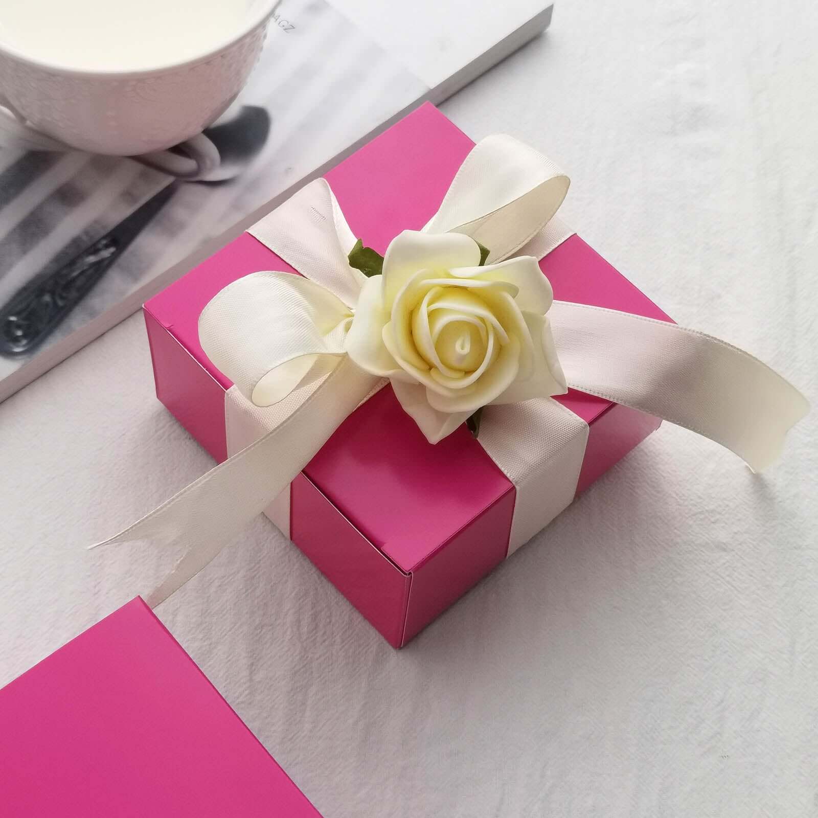 100-Pack Fuchsia Cardstock 4x4x2 Cake Cupcake Party Favor Gift Boxes for DIY