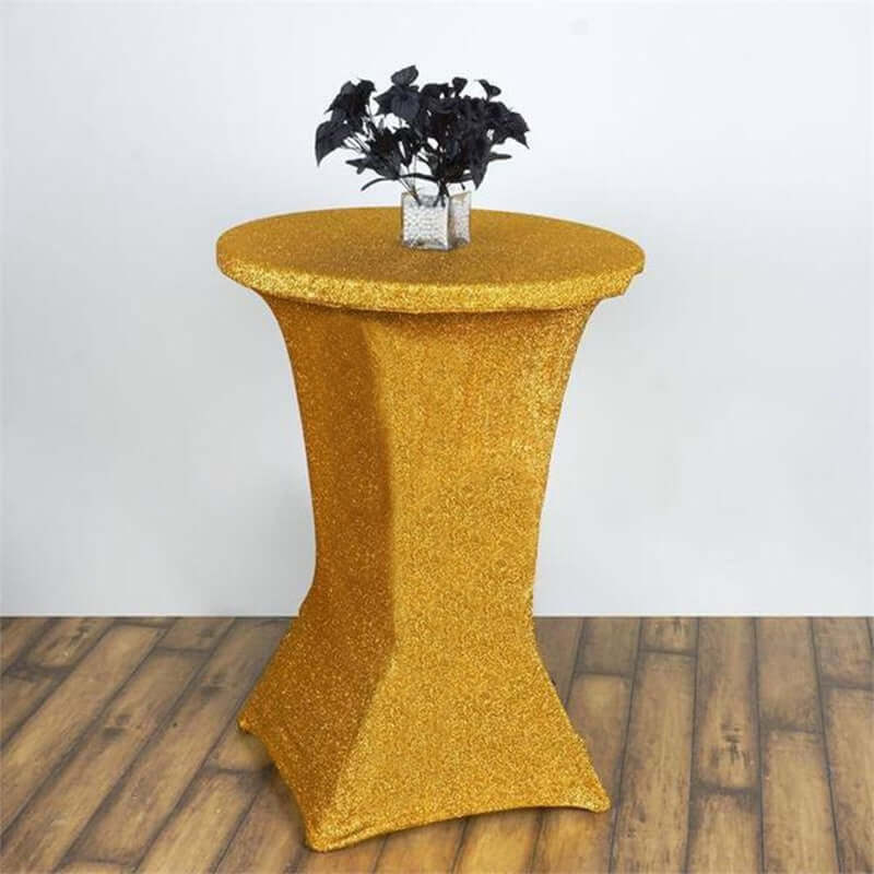 Gorgeous Gold Metallic Spandex Cocktail Table Cover - Perfect Stretch Fit for 24'-36' Tables