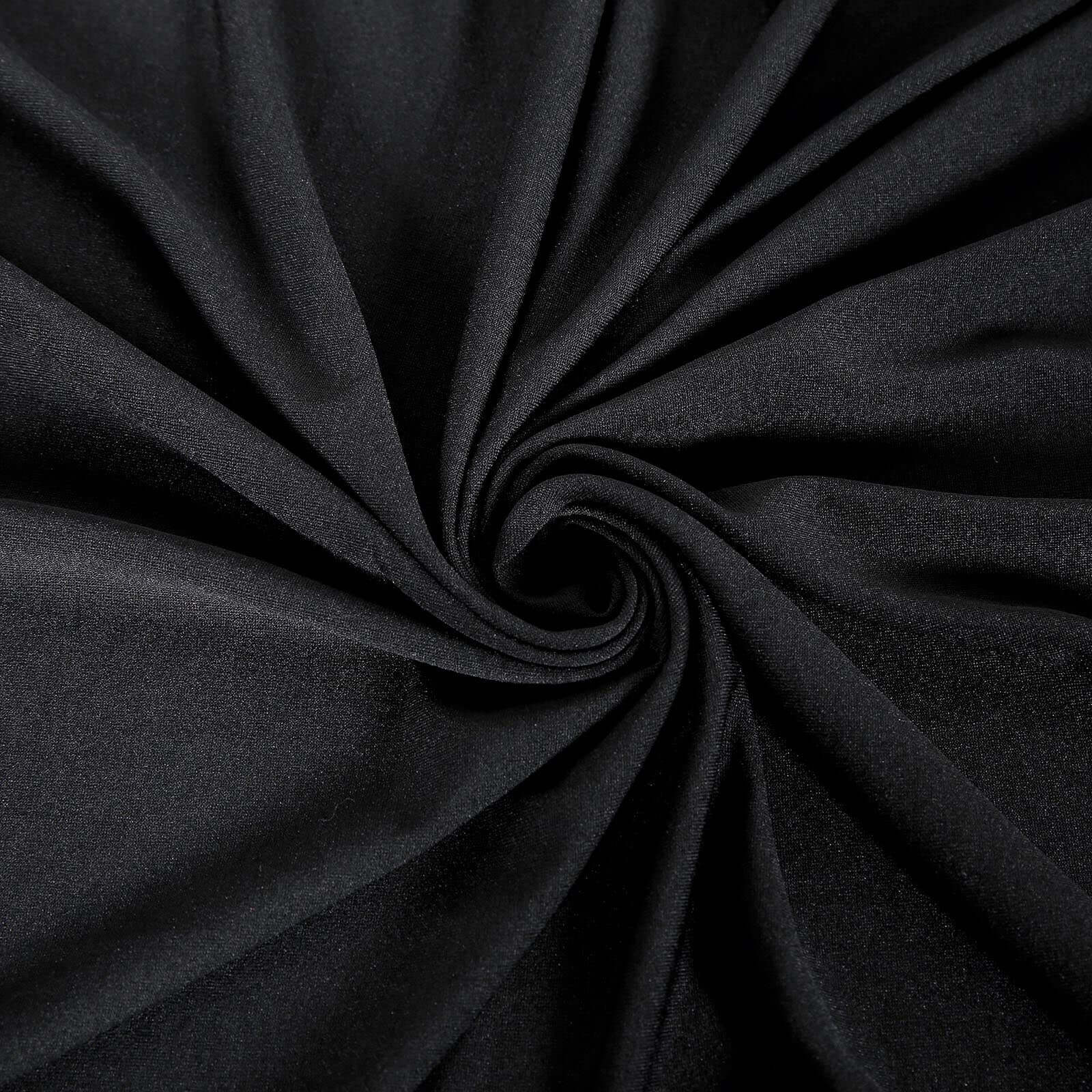 Black Spandex Table Topper - Stretchy, Wrinkle-Free & Fitted (96x30)