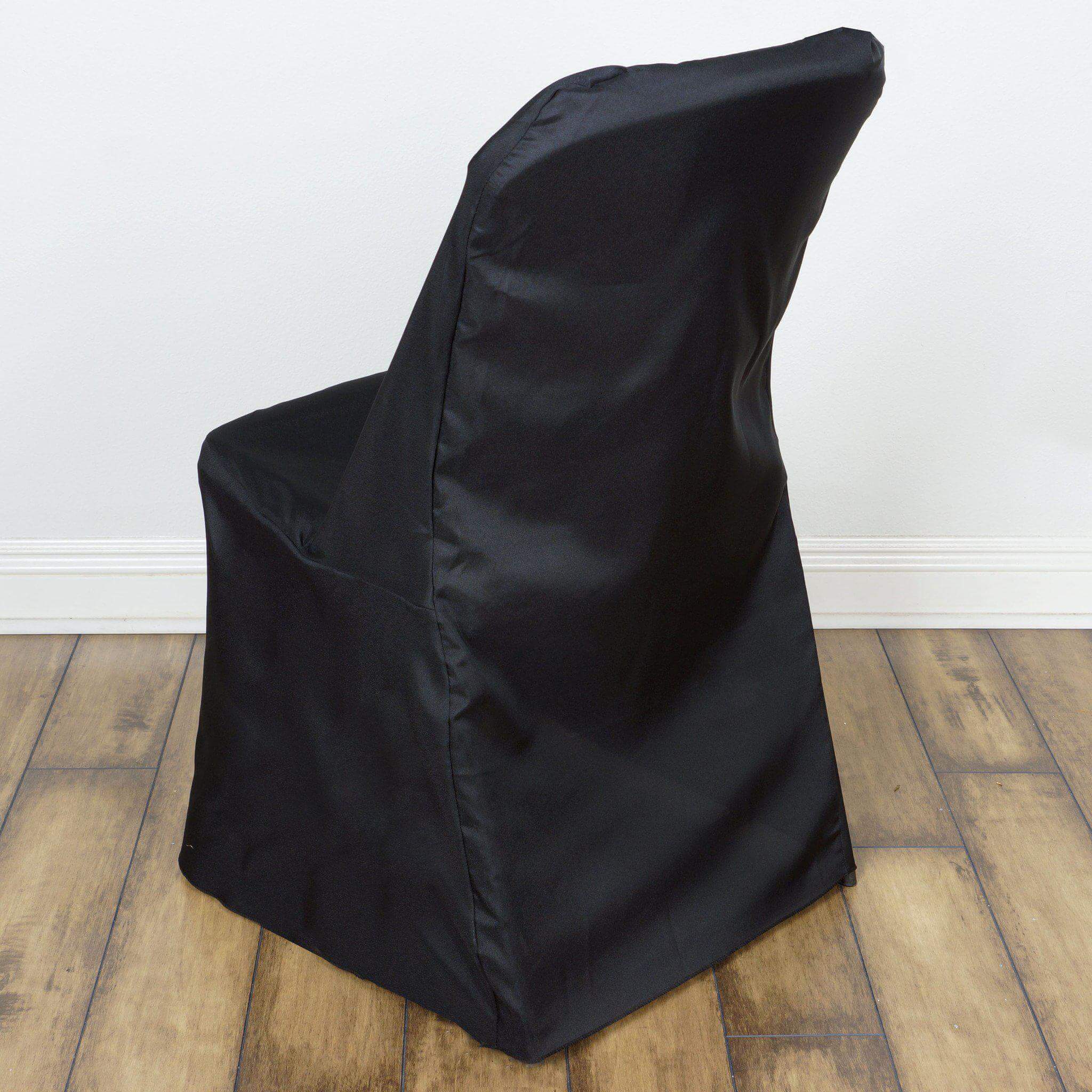 Black Reusable Polyester Slip-On Cover for Lifetime Folding Chairs - Durable & Elegant