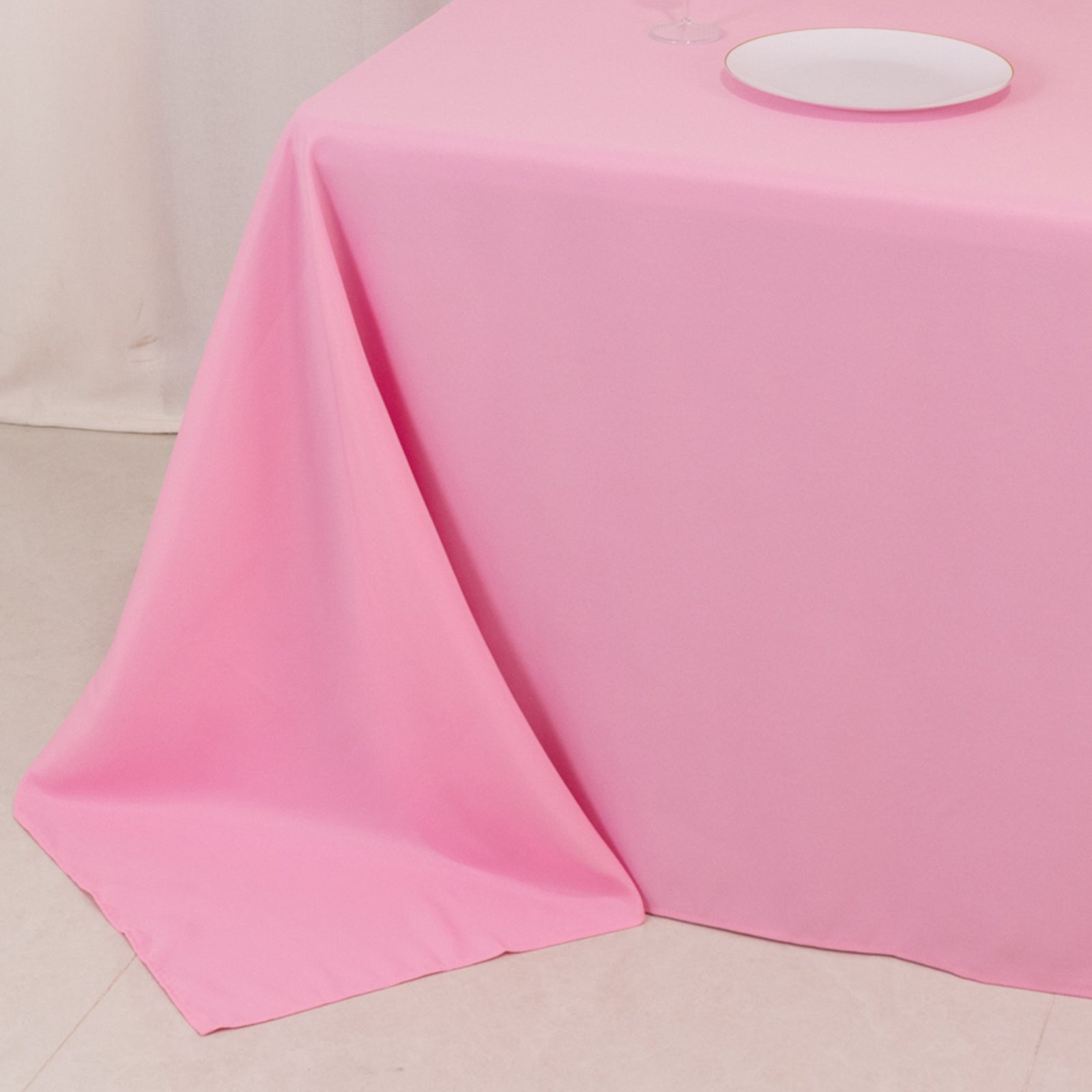 Hot Sale! Seamless 220GSM Stain-Resistant Pink Premium Polyester Rectangle Tablecloth 90x132