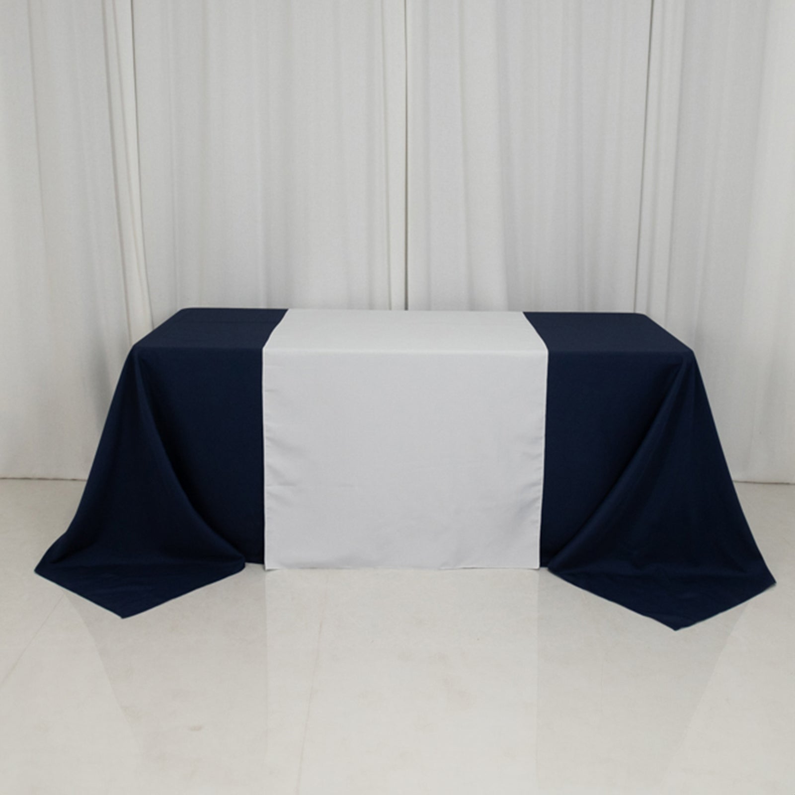 Durable White Polyester 36x72 Table Runner for Trade Shows