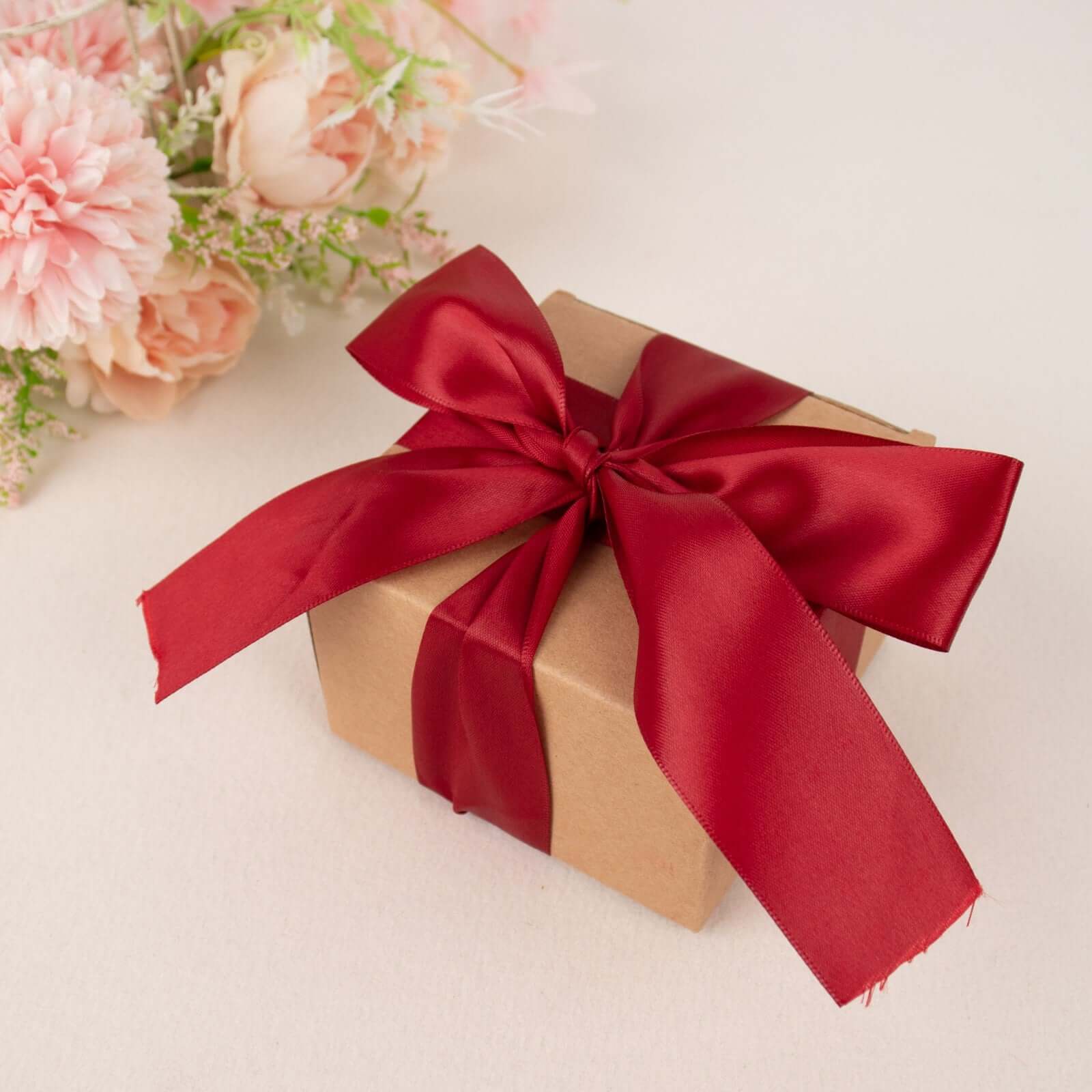 Hot Sale! 50 Yards 1.5-Inch Burgundy Single-Faced Decorative Polyester Satin Ribbon