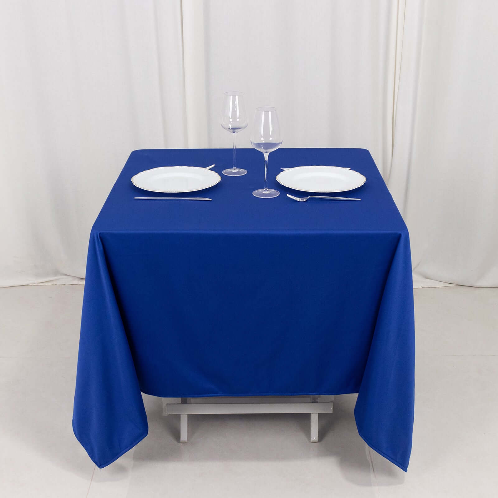 Royal Blue 70x70 Premium Wrinkle-Free & Stain-Resistant Scuba Tablecloth - Ideal for Events