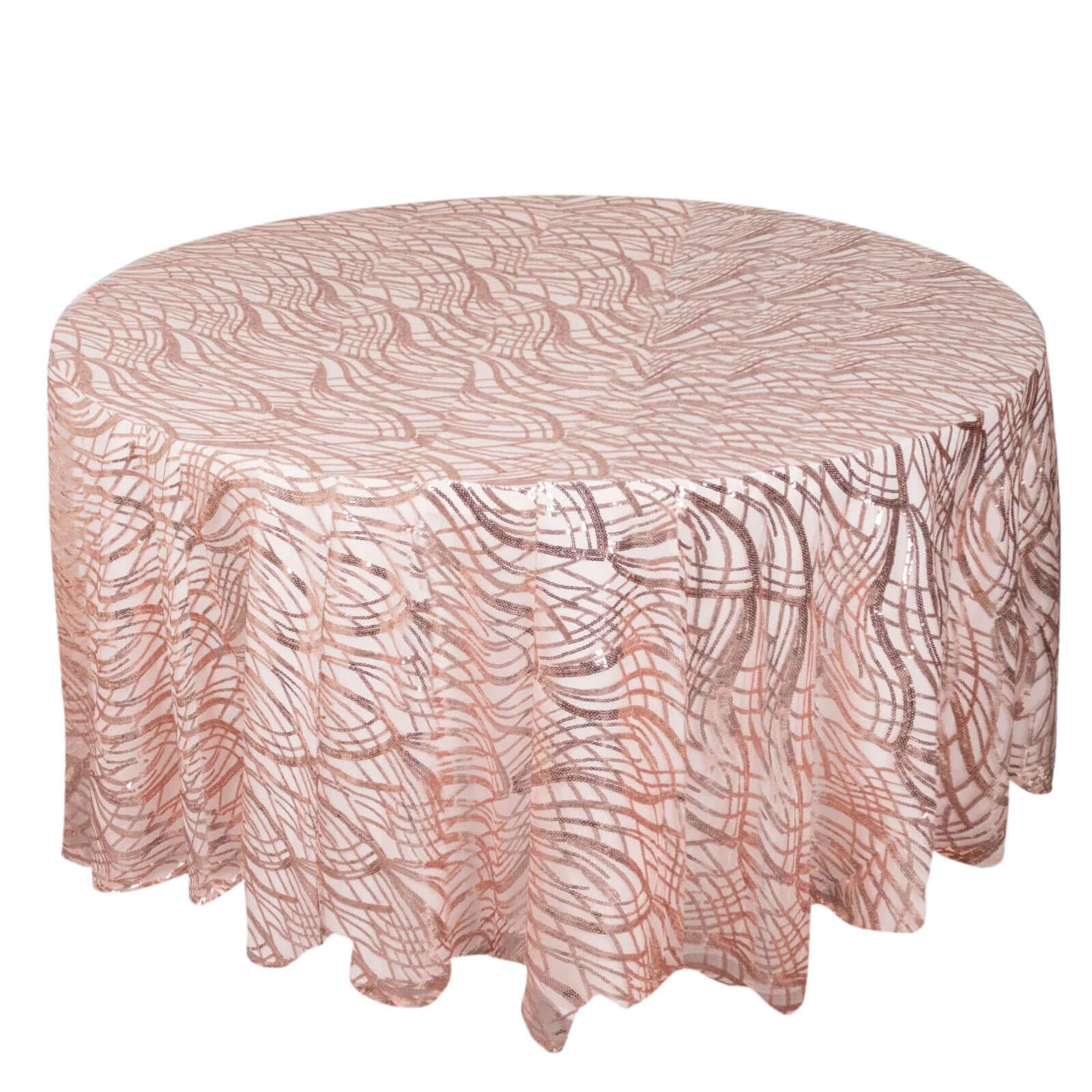 Sparkling Rose Gold Sequin Mesh 120' Round Tablecloth - Ideal for Events