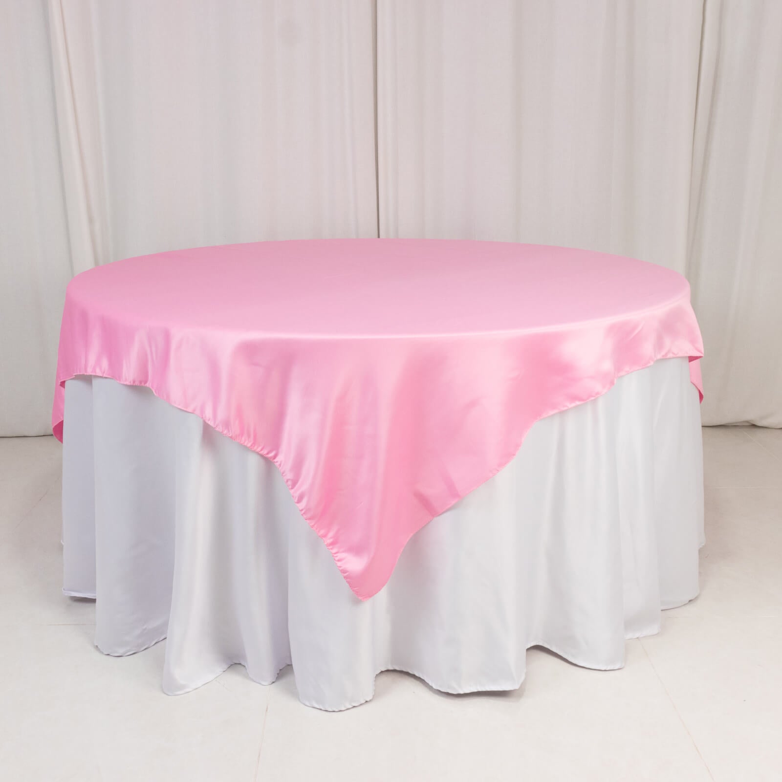 Hot! Pink Lamour Satin 72x72 Square Table Overlay with Smooth Finish
