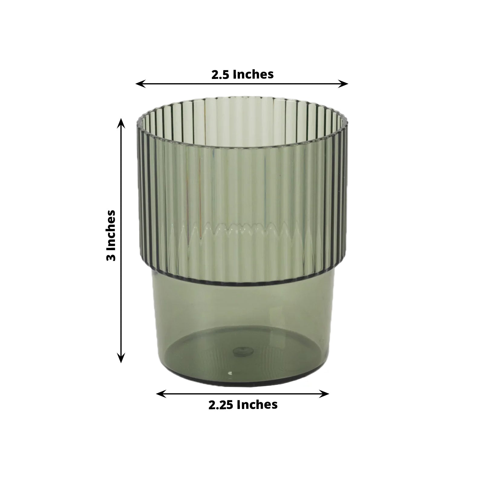 12-Pack Stackable 7oz Reusable Plastic Short Drinking Glasses in Hunter Emerald Green with Ribbed Pattern - Great Value!
