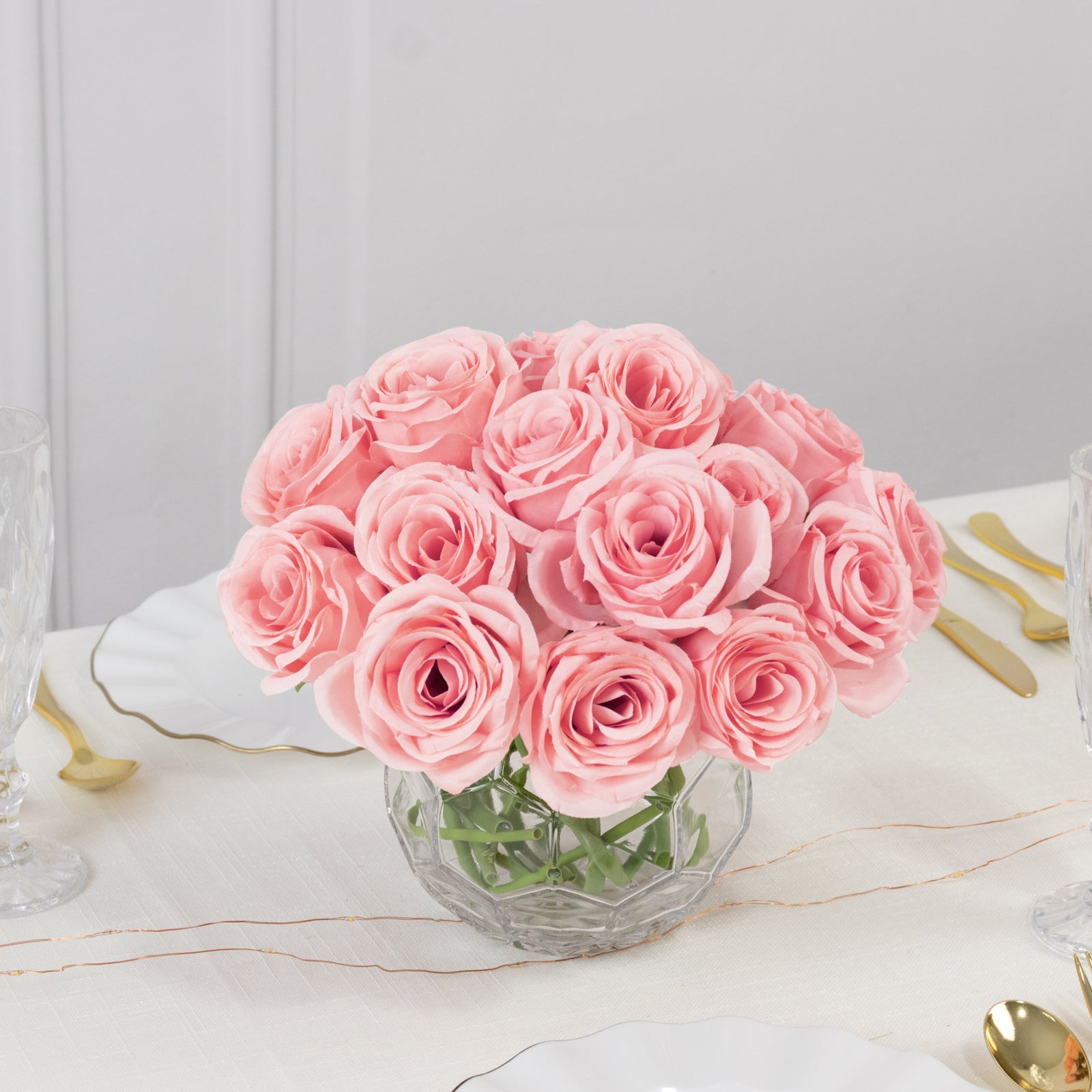 10 Pcs 12" Pink Artificial Single Stem Silk Roses for Stunning Flower Arrangements
