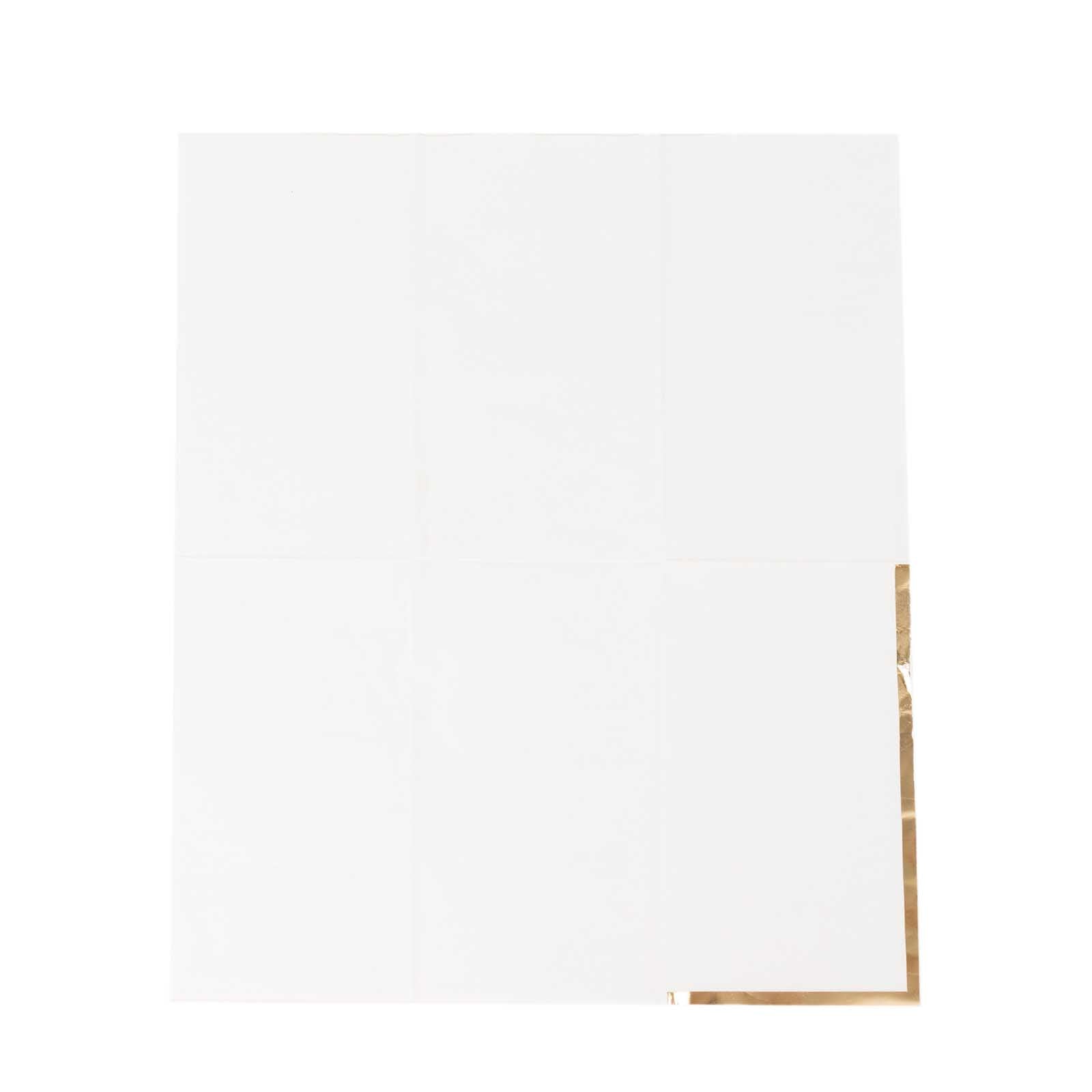 50-Pack Premium 2-Ply White Paper Dinner Napkins with Gold Foil Edge - Ideal Disposable Napkins for Parties